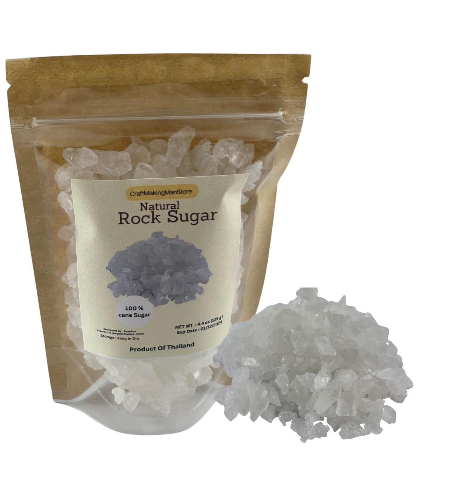 Natural Crystal Rock Sugar 4.4oz(125g) Cane Sugar Clear White Color for Baking Coffee Herbal Tea Soup - Buy Online on GoSupps.com