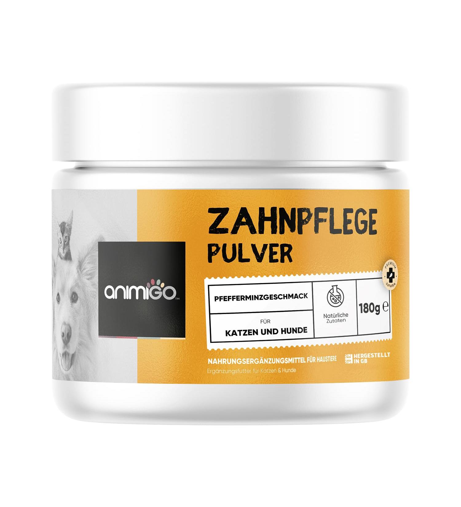 Animigo Tartar Remover for Dogs & Cats | Natural Dental Care Powder with Seaweed & Peppermint - 180g for Fresh Breath & Oral Hygiene - Buy Online on GoSupps.com