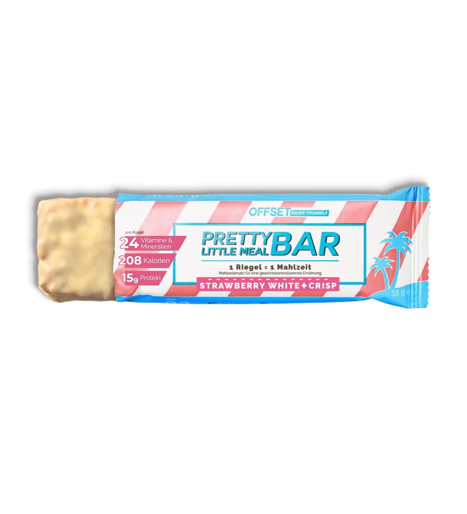 Pretty Little Meal Bar Strawberry White & Crisp - Delicious Protein Bar | 208 Calories | 6 Pack from Offset Nutrition - Buy Online on GoSupps.com