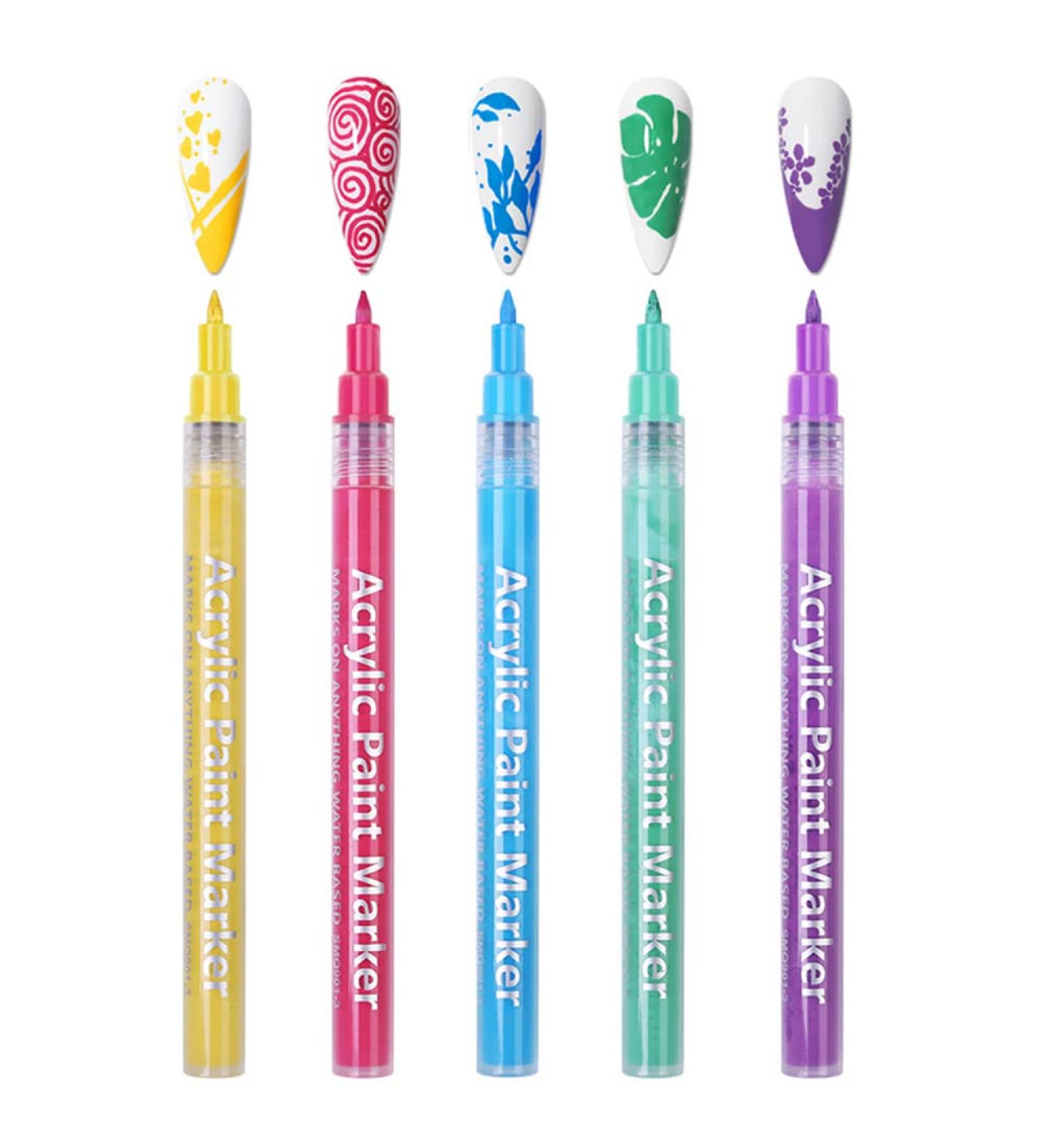 5 Colors Nail Art Graffiti Pen Nail Art Paint Pen Quick Dry One-Step Nail Drawing Pen Fine Tips Nail Polish Pen for Nail Art Decoration B - Buy Online on GoSupps.com