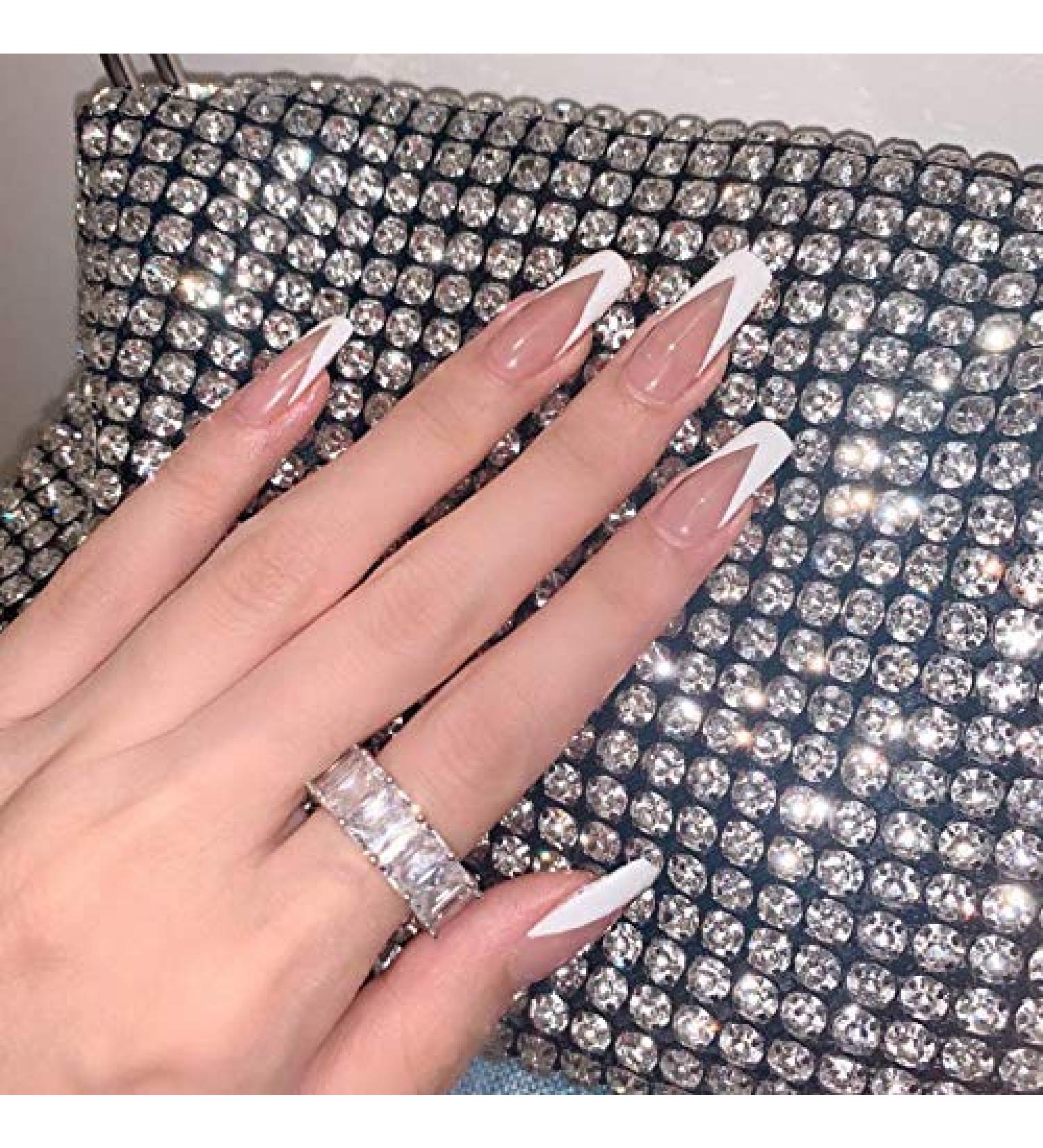 Jawseu 24 pieces french ballerina coffin artificial nails long wrong nails pink fingernails acrylic you press on nail tips for women and girls