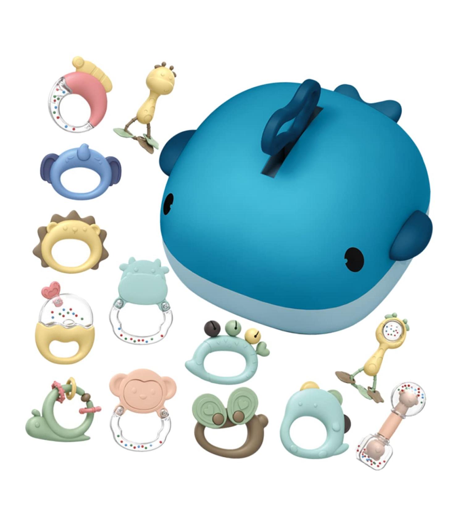 Toyvian Hand Bell Soothing Toy Set for Babies | Calming Rattle, Teether & Pacifier | Animal Shaped Teething Toys - Buy Online on GoSupps.com