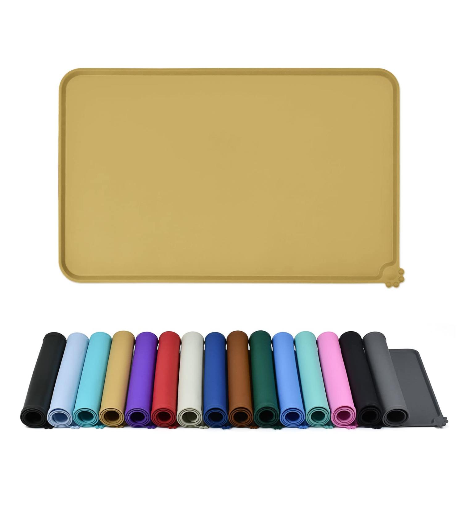 Reopet Waterproof Silicone Feed Mats for Pets - Elevated Edges 53x37 cm Khaki - Perfect for Dogs & Cats - International Shipping Available - Buy Online on GoSupps.com