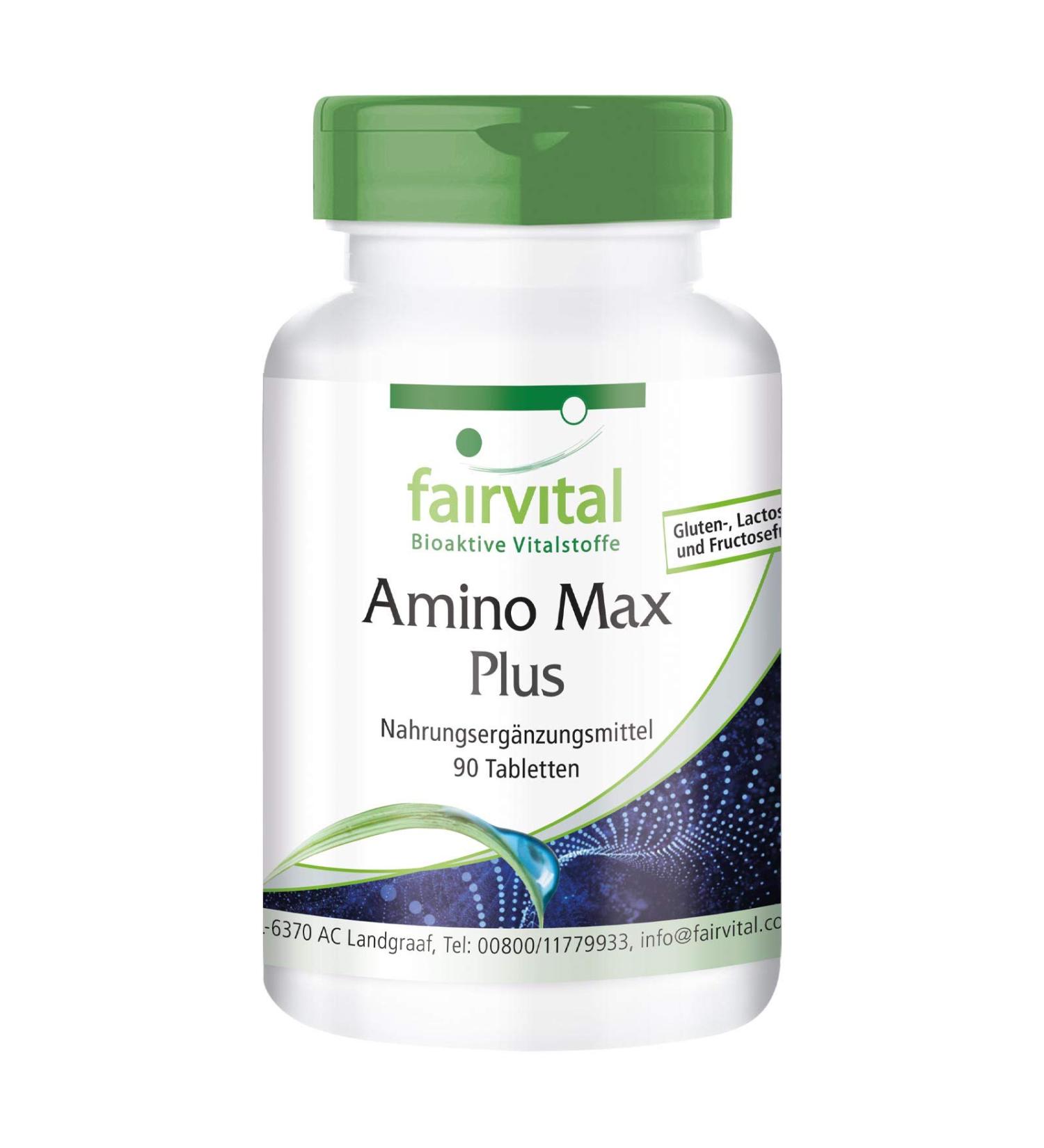 Fairvital Amino Acid Complex - Amino Max Plus | 8 Essential Amino Acids | 90 Tablets - Premium International Shipping - Buy Online on GoSupps.com