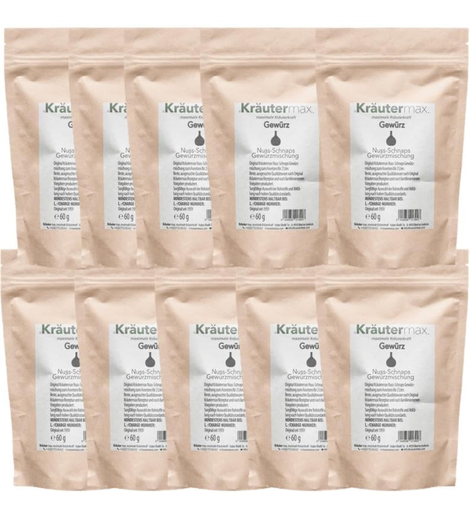 Herbal Max Kr utermax Nut schnapps herbs nut schnapps to start make your own gin with nut schnapps herbs nut schnapps for 2 liters of nut schnapps per package starter mixture 10 x 60 g - Buy Online on GoSupps.com