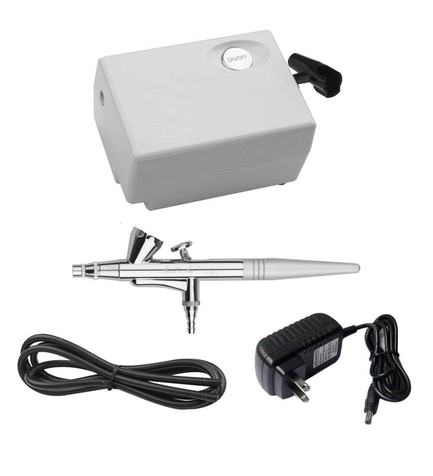 Pinkiou Mini Airbrush Makeup Set with Compressor 0.4mm Needle - Temporary Tattoo & Face Body Paint Kit - White - Buy Online on GoSupps.com