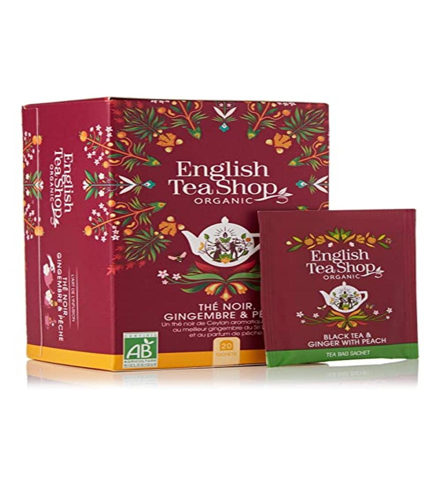  English Tea Shop English Tea Shop - Organic ginger and peach black tea - Organic Ceylon black tea with ginger and peach - Box of 20 black tea bags - Buy Online on GoSupps.com