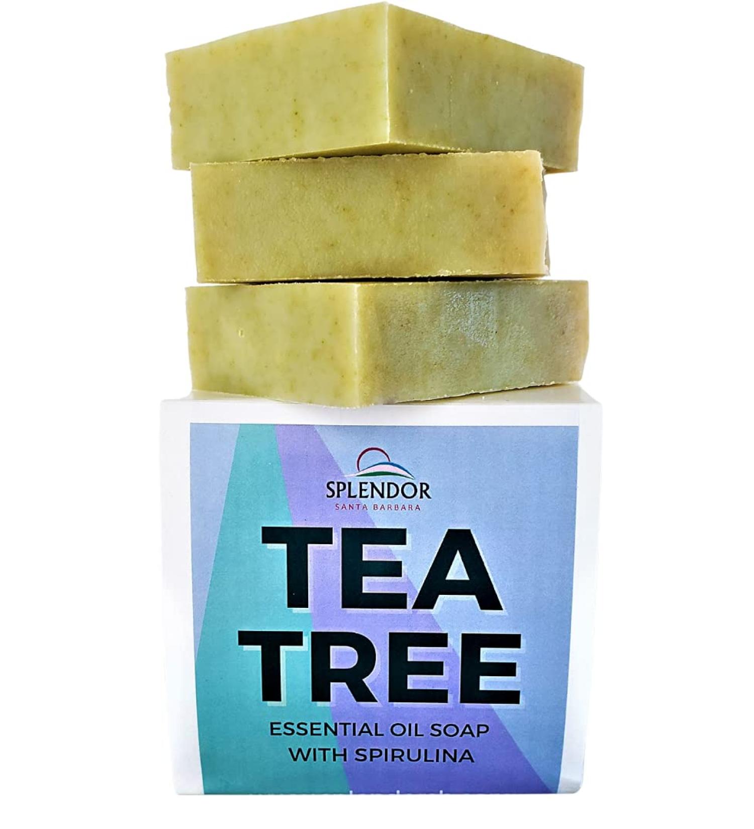 Organic Spirulina Tea Tree Coconut Oil Soap Bars - Handmade Vegan Natural Moisturizing Soap for Hand, Body, and Face - 3 Bars/Box, 10.5 Ounce - Buy Online on GoSupps.com
