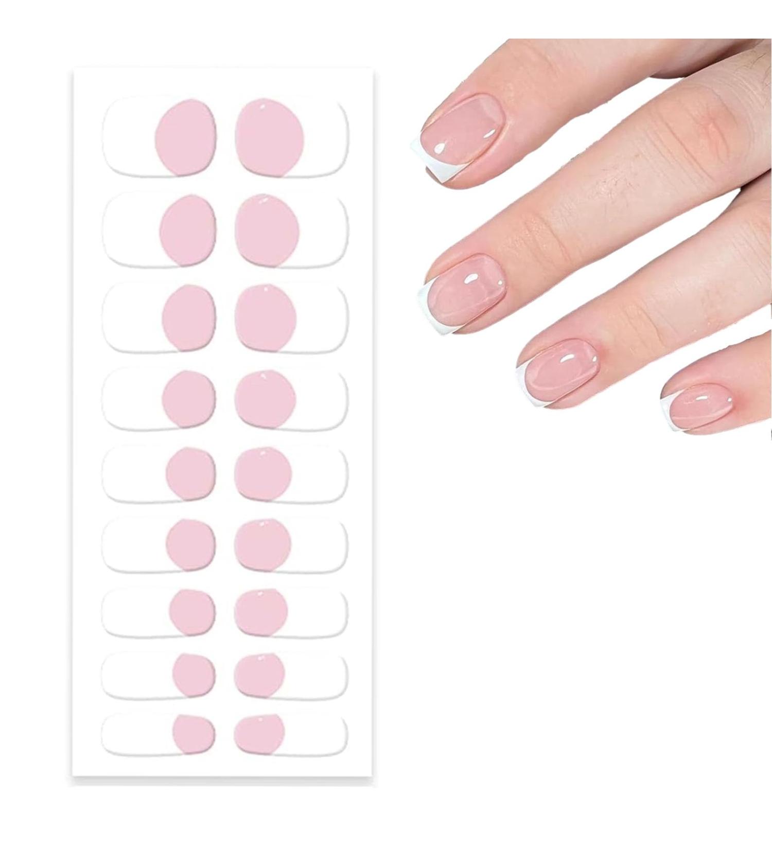 22Stickers Semi Cured Gel Nail Strips French Tip Stickers French Manicure Stickers Gel Nail Stickers Ice Transparent Nude Nail Patches Soft Self-adhesive Gel Nail Sticker Women's Long-lasting Nails - Buy Online on GoSupps.com