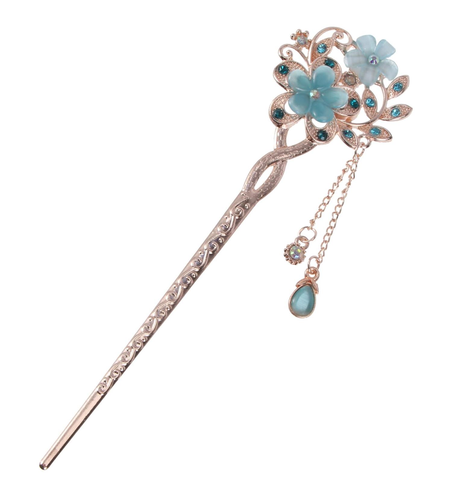 Vintage Blue Opal Hair Stick - Chinese Hairpins & Chopsticks Decor | 1 Piece Hair Clip - Buy Online on GoSupps.com