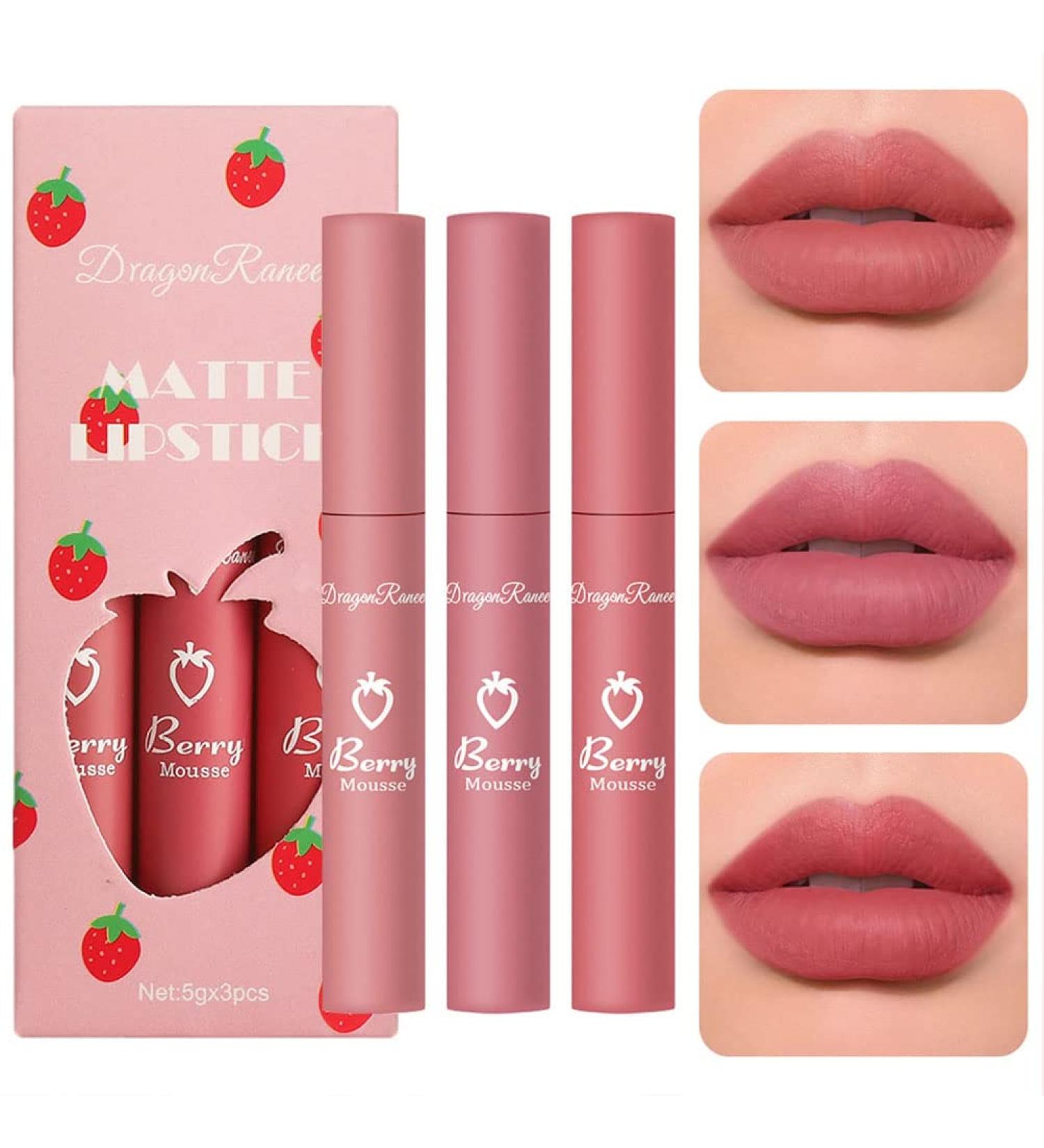3 Colors Nude Matte Liquid Lipstick Set - Long-Lasting, Waterproof, Non-Sticky | Natural Velvet Lip Gloss & Lip Stain - Moisturizing & Fade-Resistant (Set C) - Buy Online on GoSupps.com