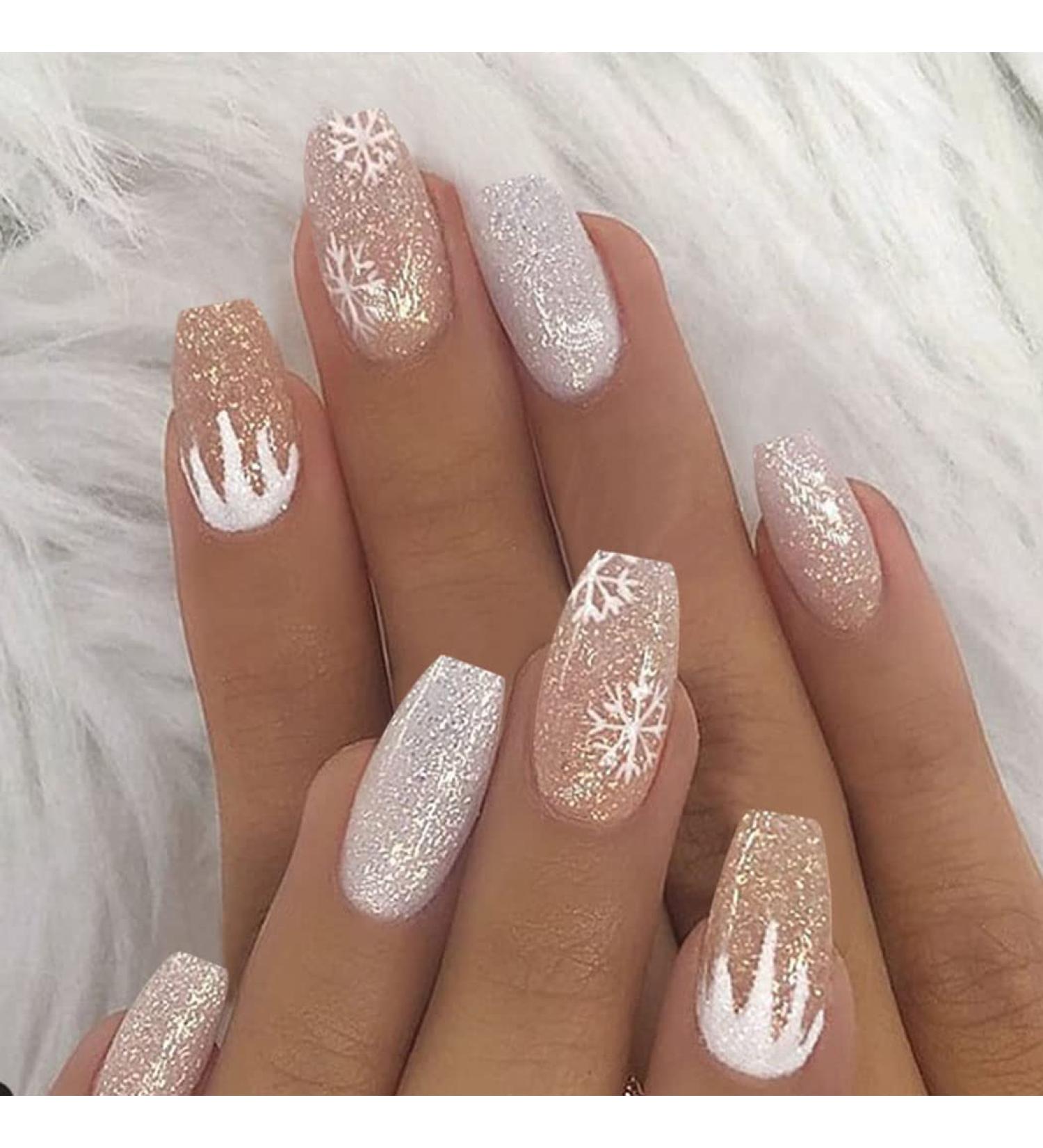 Vatocu Christmas Short Red Press on False Nails with Snowflake and Elk Design - 24pcs for Women and Girls - Buy Online on GoSupps.com