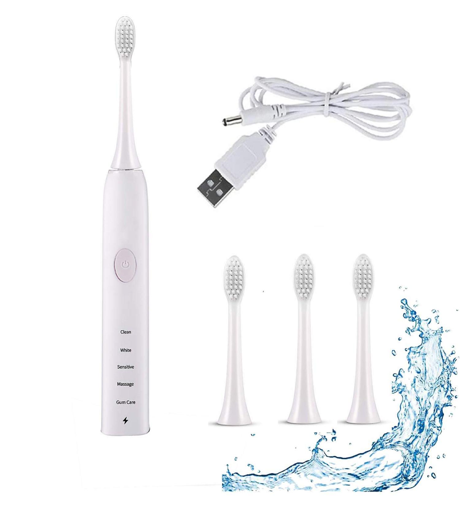 Sonic Electric Toothbrush for Adults - 5 Modes 2 Min Timer Battery Powered Unisex | International Shipping - Buy Online on GoSupps.com