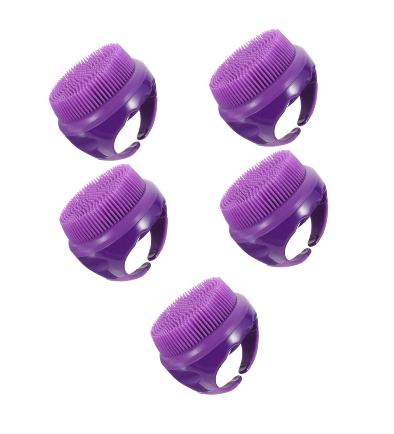 SEWACC 5pcs Silicone Bath Brush Set - Body Cleaning Massager and Shower Tool in Purple - Buy Online on GoSupps.com