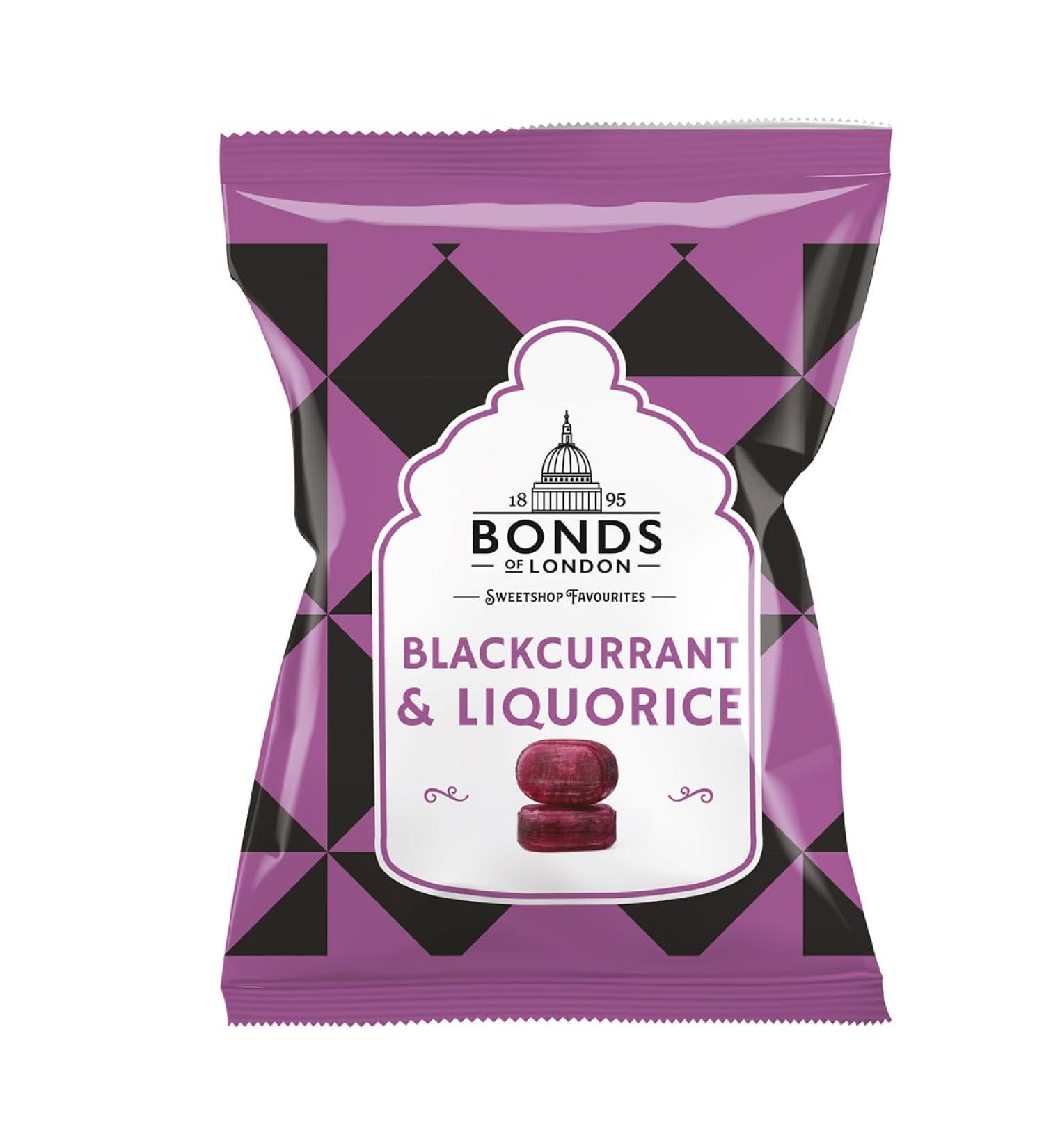 Bonds Blackcurrant & Liquorice Bags | Boiled Sweets | Chewy Centre | 120g | (Pack of 12) - Buy Online on GoSupps.com
