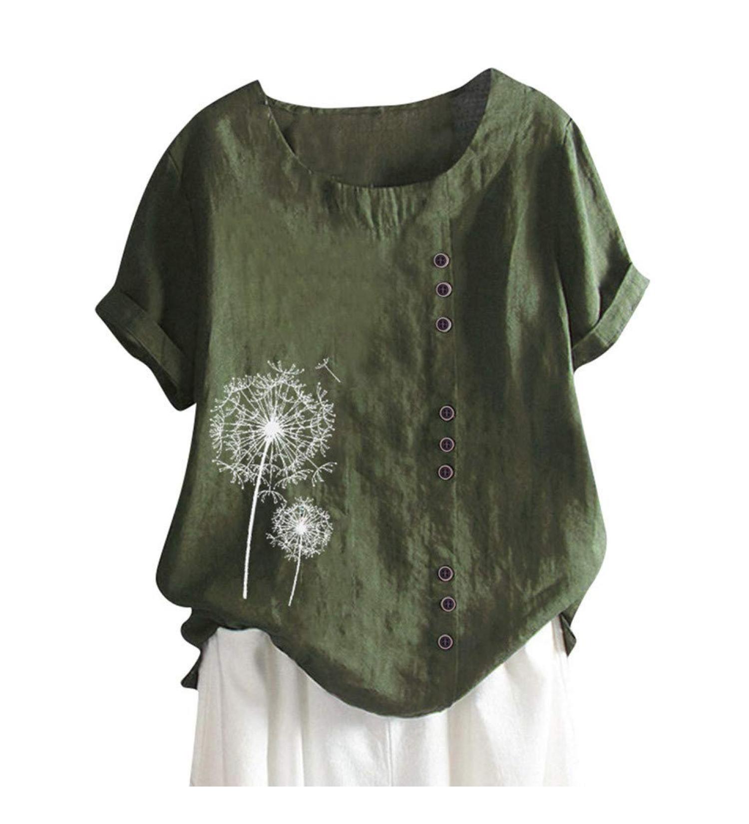 T-Shirt Women's Summer Blouse Short Sleeve T-Shirt V-Neck Clothing Woman Loose Comfortable Crew Neck Clothes Pullover Teenager Pullover with Print T-Shirt Loose Green XXL - Buy Online on GoSupps.com