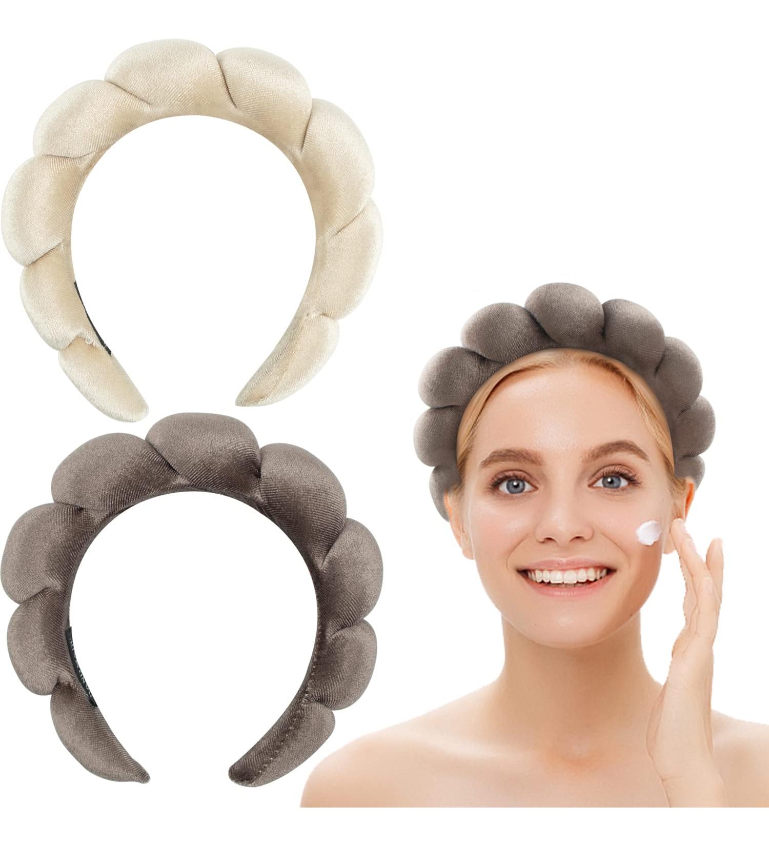 Velvet Spa Headband Set for Women - 2 Pack Soft Sponge and Terry Cloth Headbands for Makeup Removal, Skincare, Shower, Yoga - Hair Band for Face Washing - Buy Online on GoSupps.com