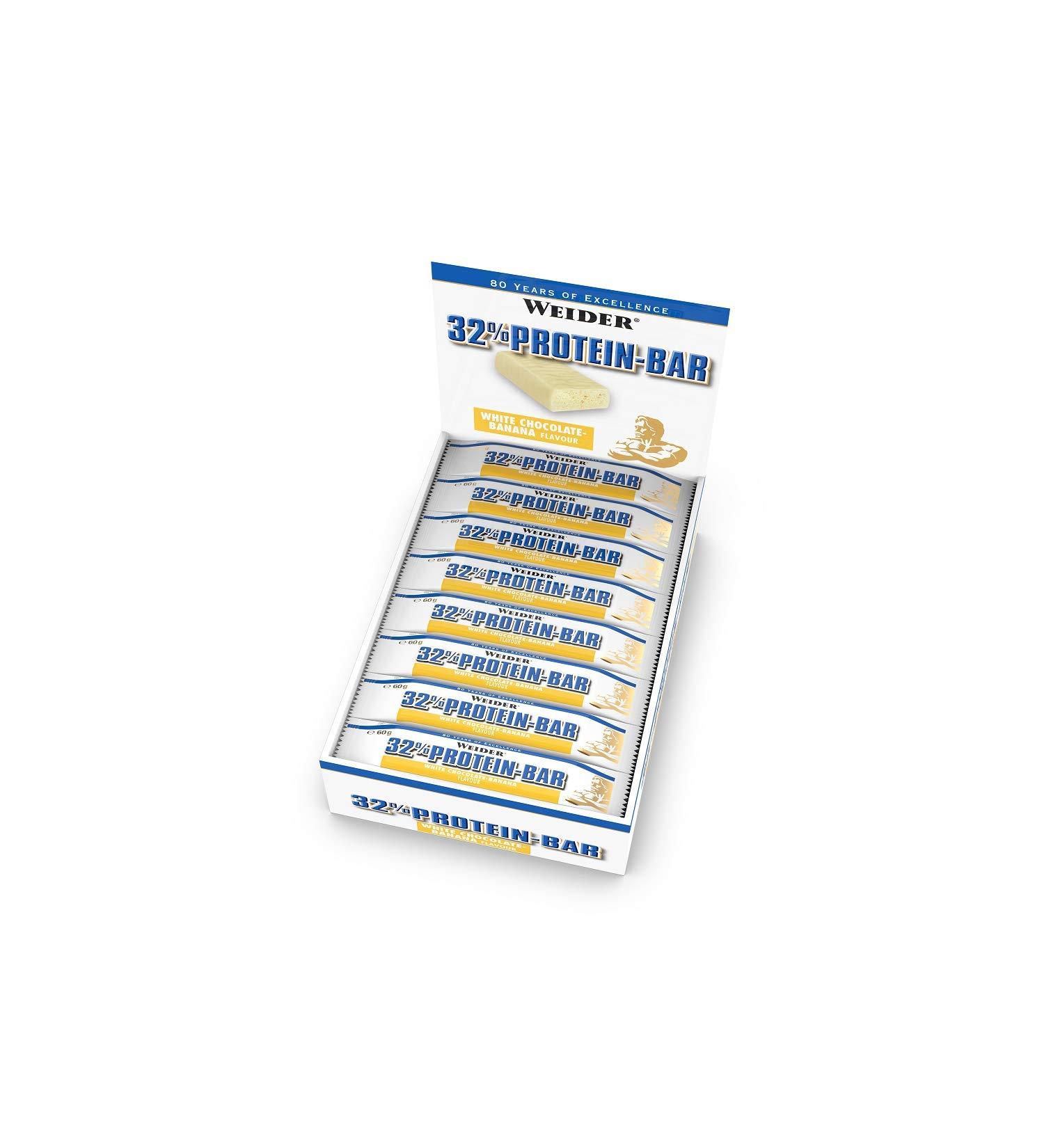 Buy Weider 32% Protein Bar White Chocolate Banana - 24x60g | High Protein Snack | Worldwide Shipping - Buy Online on GoSupps.com