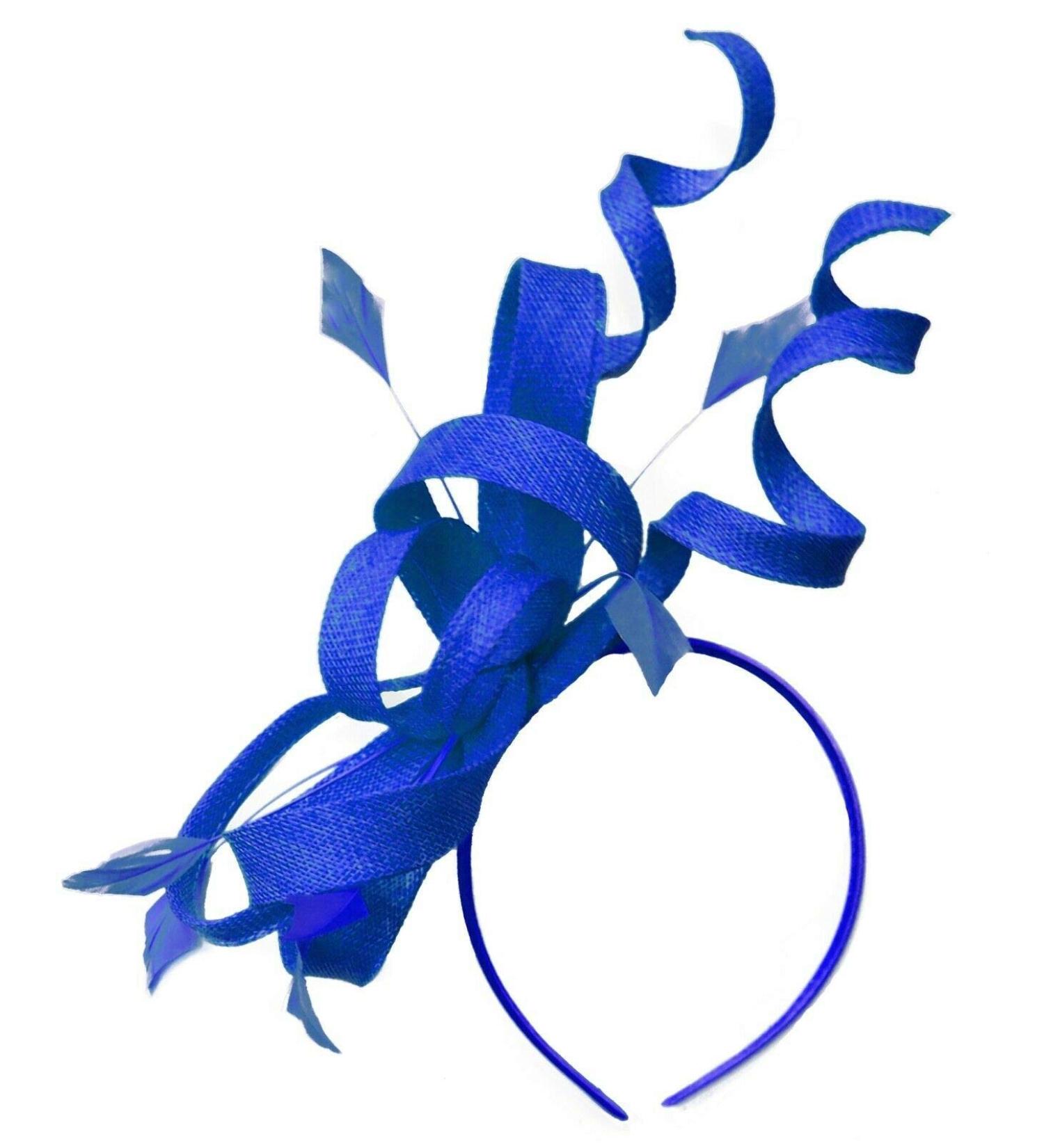 Swirl Loop Sinamay Headband Fascinator For Women Wedding Ascot Races Royal Blue