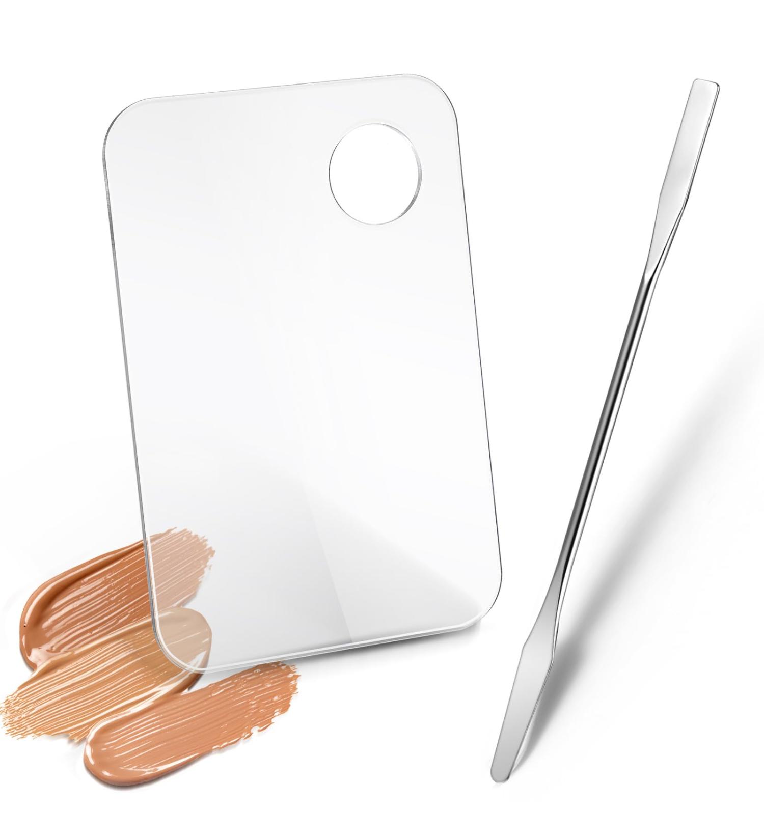 Professional Acrylic Makeup Palette Tray with Spatula - Ideal for Foundation Eye Shadow Lipsticks & Nail Art - International Shipping Available - Buy Online on GoSupps.com