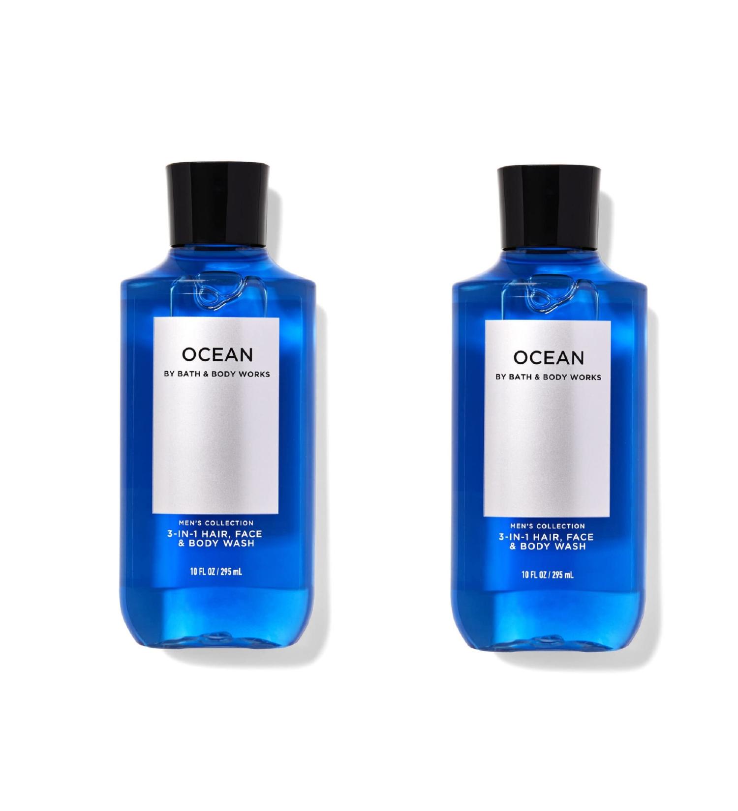 Bath and Body Works For Men 3-in-1 Hair Face & Body Wash - Value Pack lot of 2 - Full Size (Ocean) Ocean 10 Fl Oz (Pack of 2)