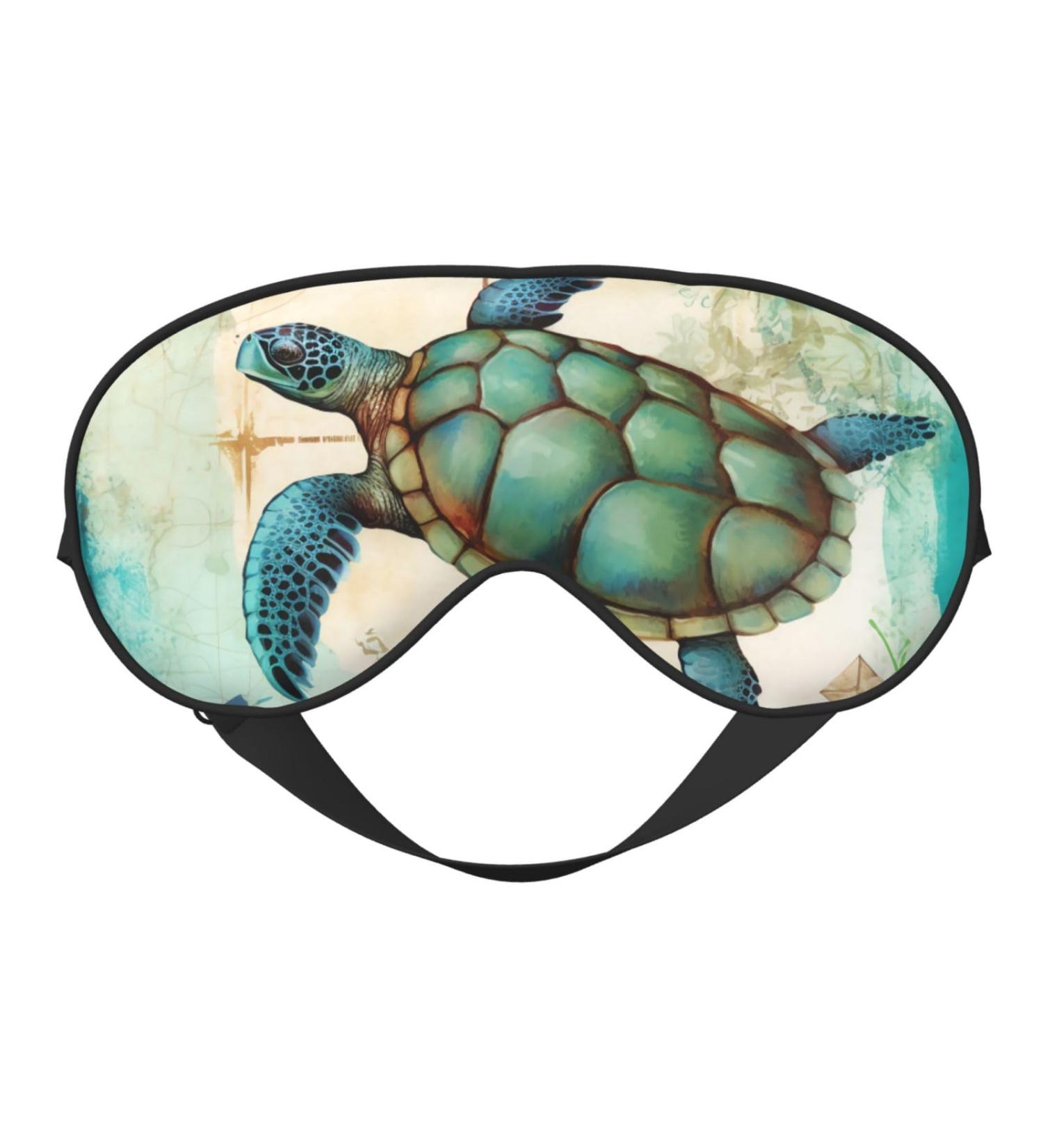 Soft Sleep Mask for Men & Women - Double-Sided Ocean Turtle & Conch Eye Covers - Adjustable Blacout Blindfold for Travel & Home - Buy Online on GoSupps.com