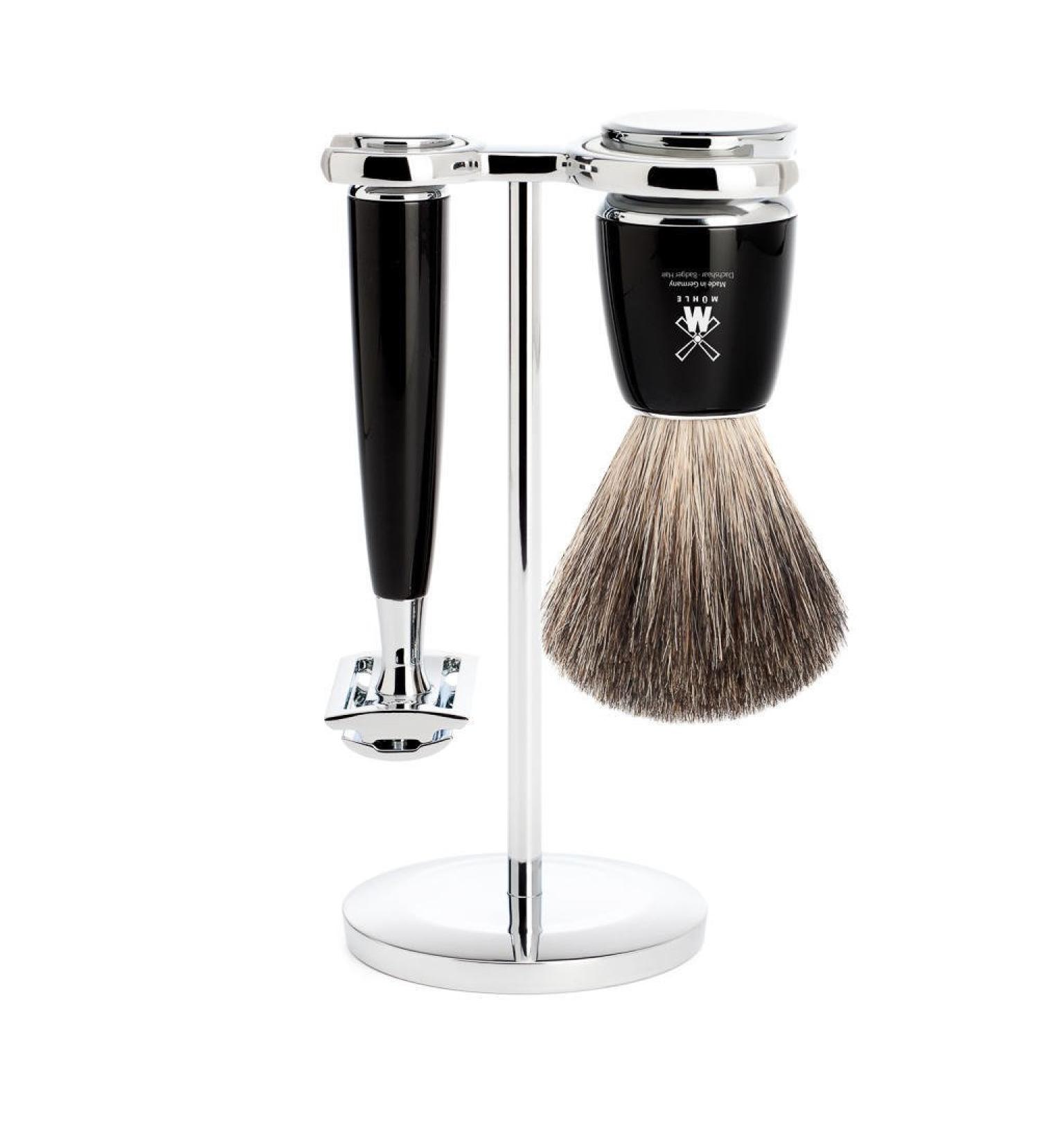 M HLE Rytmo Shaving Brush & Razor Series - Black Standard | Premium International Shipping - Buy Online on GoSupps.com