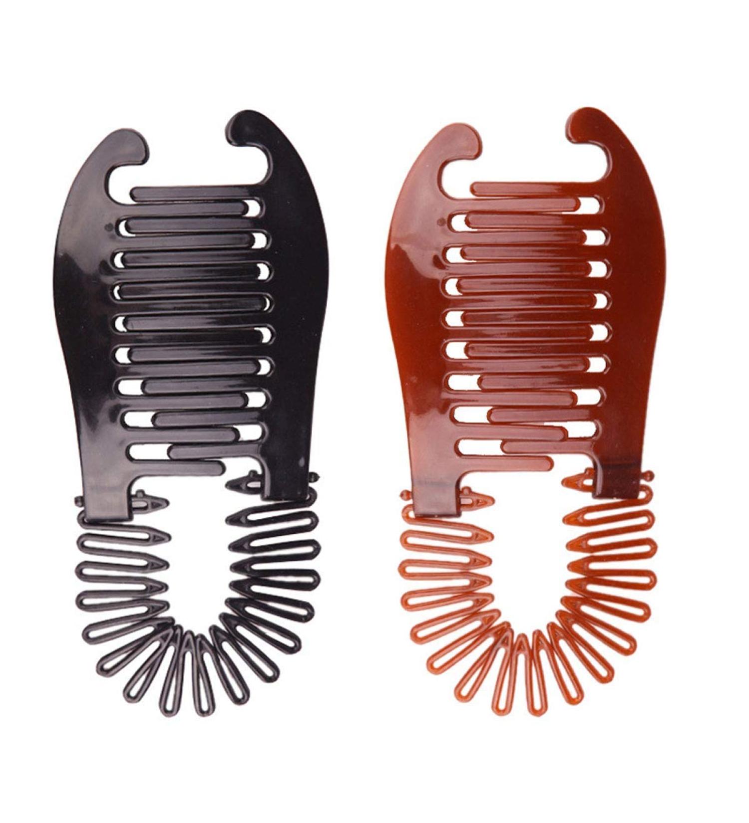2pcs Black & Coffee Flexible Banana Clip Ponytail Holder Hair Comb Set - Buy Online on GoSupps.com