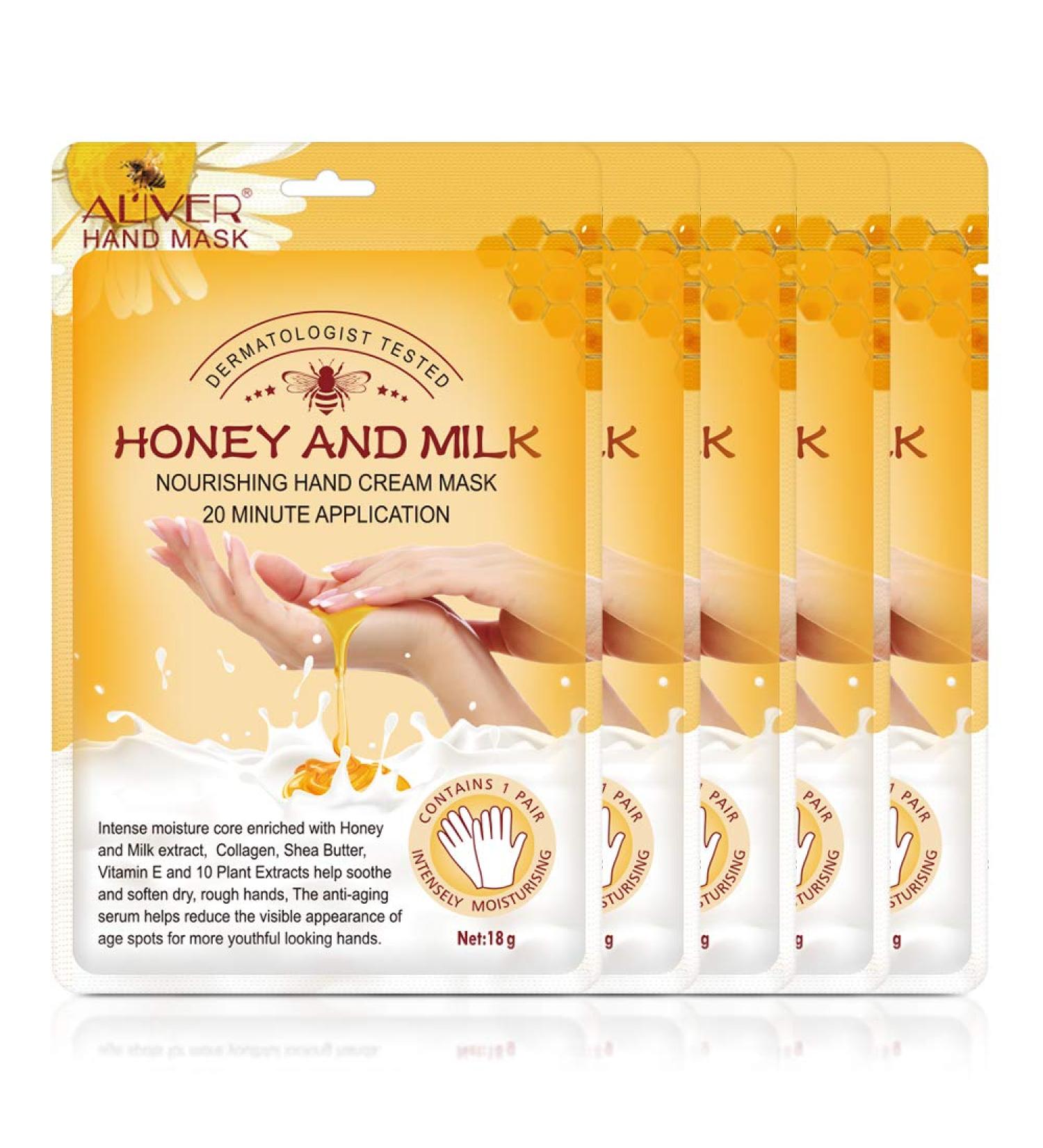 Moisturizing Honey Hand Mask (5 Pack) - Exfoliating & Repairing Treatment Gloves for Dry, Rough Skin - Men and Women - Buy Online on GoSupps.com