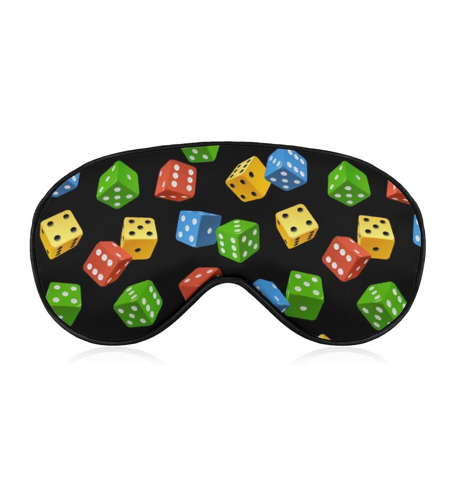 Varicoloured Dice Sleep Mask Eye Cover - Adjustable Strap for Men and Women - Blocks Light for Night Travel and Nap - Buy Online on GoSupps.com