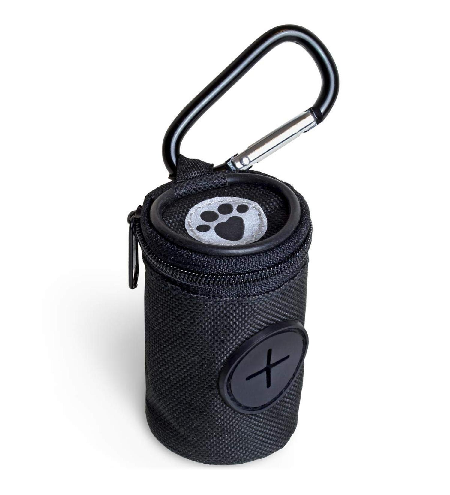 iGadgitz Home U7168 Fabric Dog Waste Bag Dispenser Dog Poo Bag Holder with Carabiner Clip - Black - Buy Online on GoSupps.com