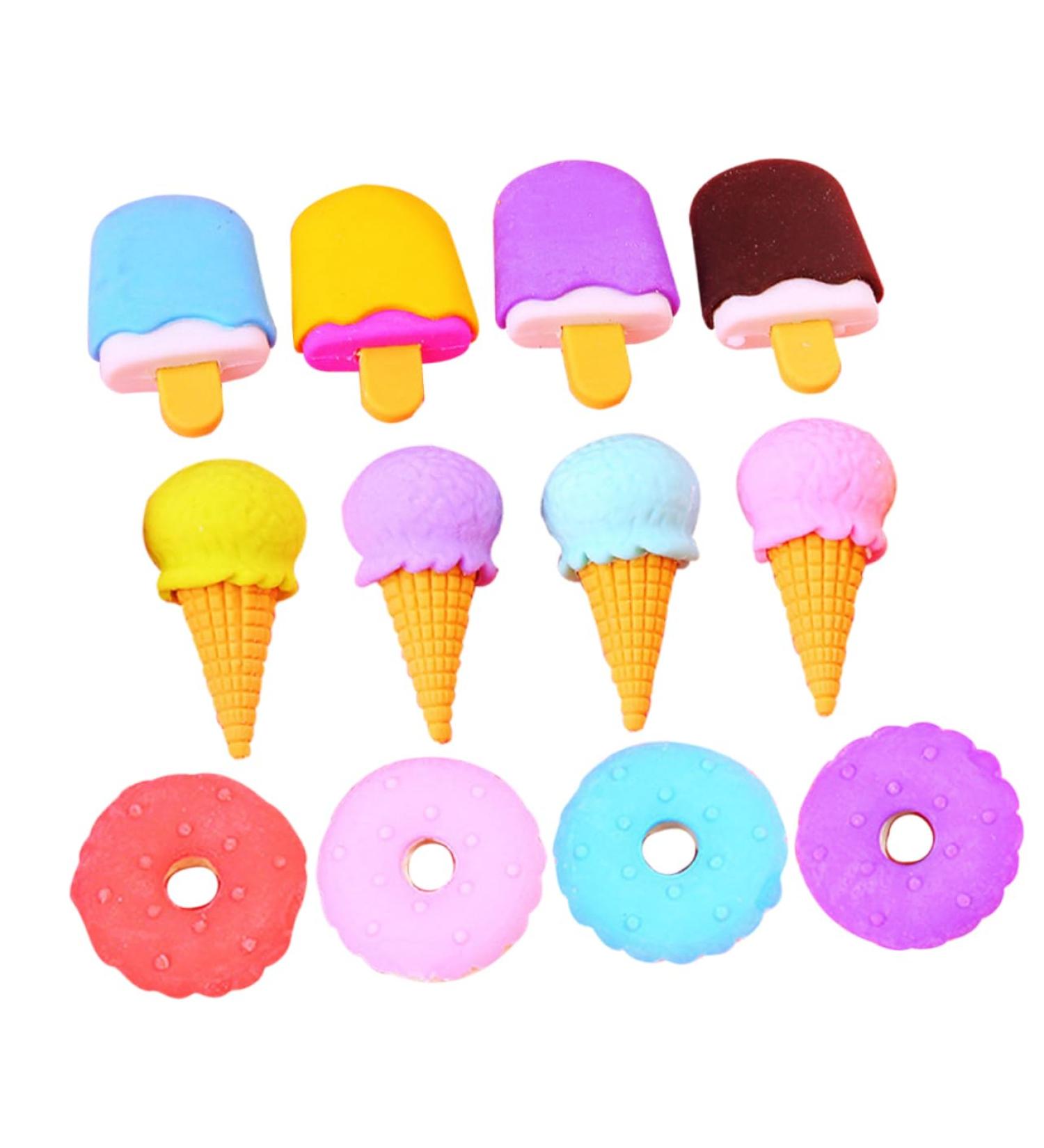  DIYEAH DIYEAH 12 Pieces Assemble Cone Ice Cream Eraser Erase Marker Eraser Novelty Fun Pink Erasable Kids Food Erasers Jigsaw Eraser for Kids Lovely Gourmet Fruit Poppers Eraser - Buy Online on GoSupps.com