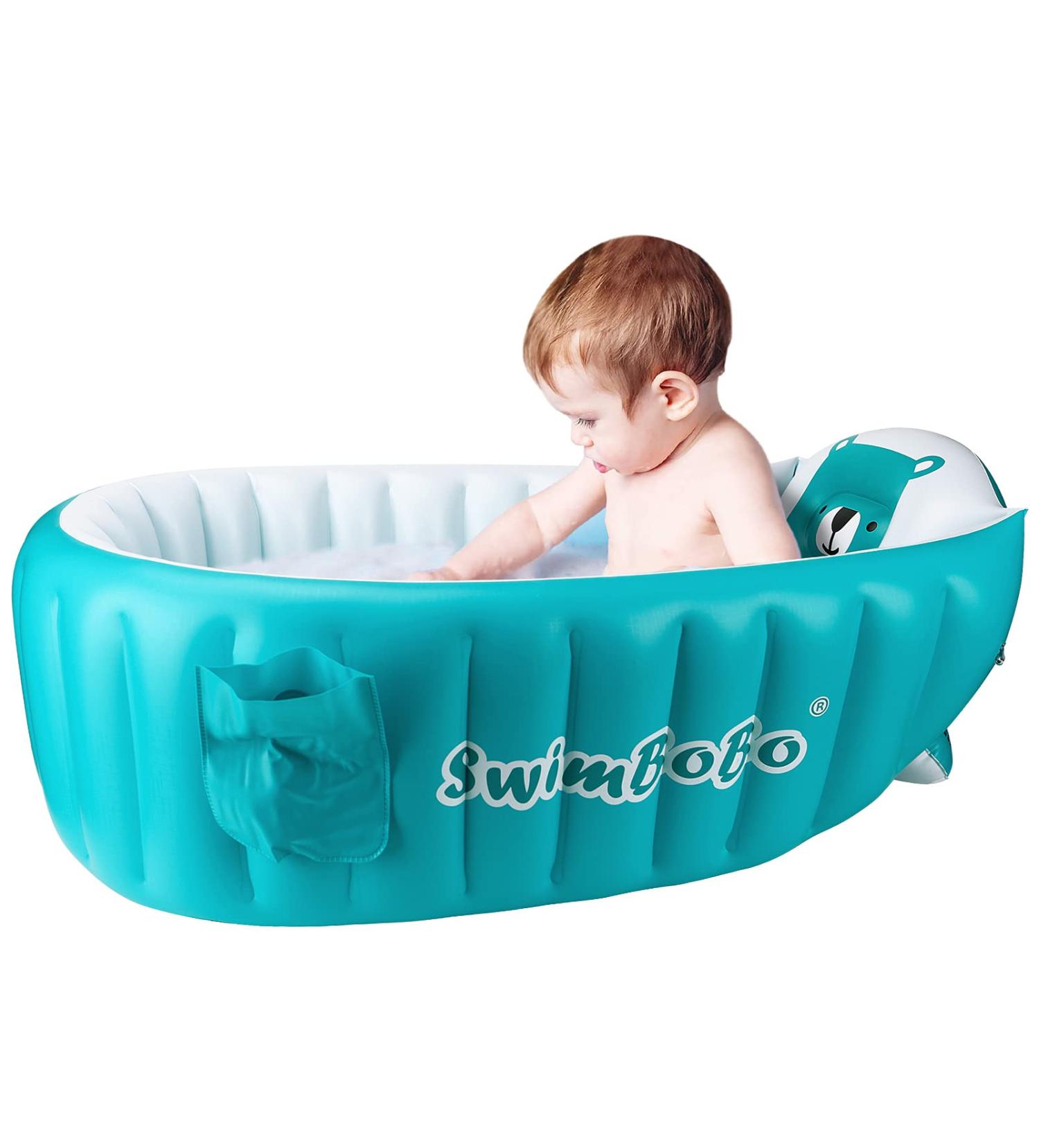 Inflatable Baby Bath Tub Portable Foldable Travel Mini Swimming Pool Helps Infants to Toddler Tub (Blue) - Buy Online on GoSupps.com