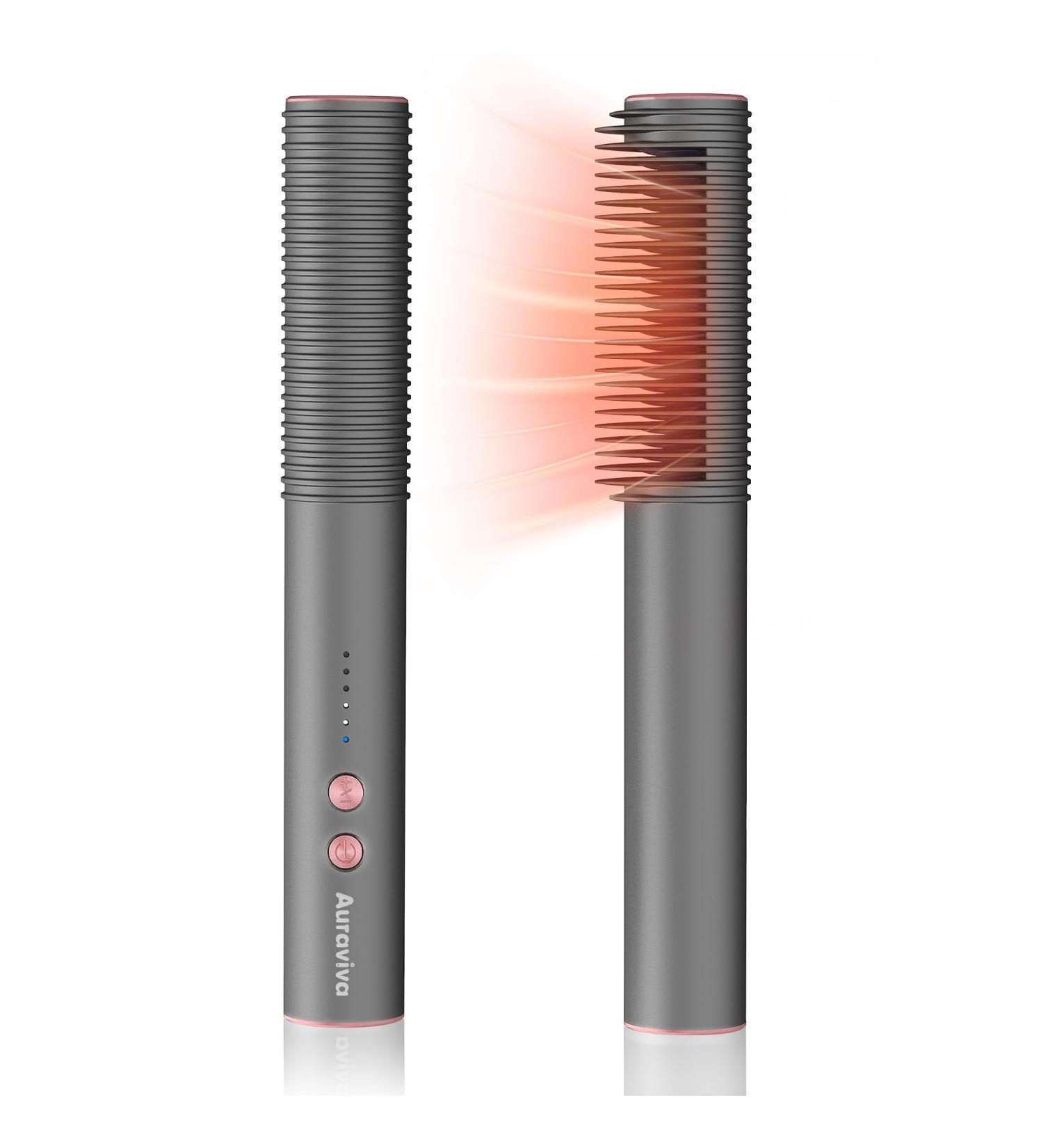 Hair Straightener Brush & Comb - Dual Voltage Anti-Scald Heat Brush for Women - 5 Temp Settings - Grey | International Shipping Available - Buy Online on GoSupps.com