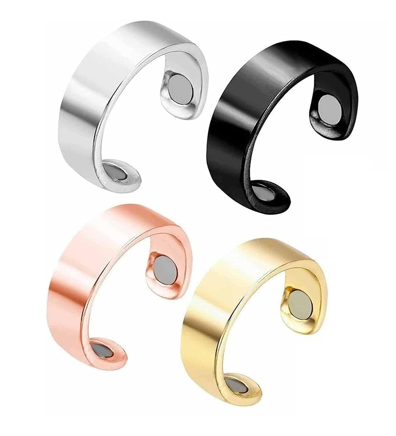 4PCs HealthGO Magnetic Blood Pressure Control & Sugar Regulator Ring - Adjustable Therapeutic Bracelet for Lymph Drainage - Buy Online on GoSupps.com
