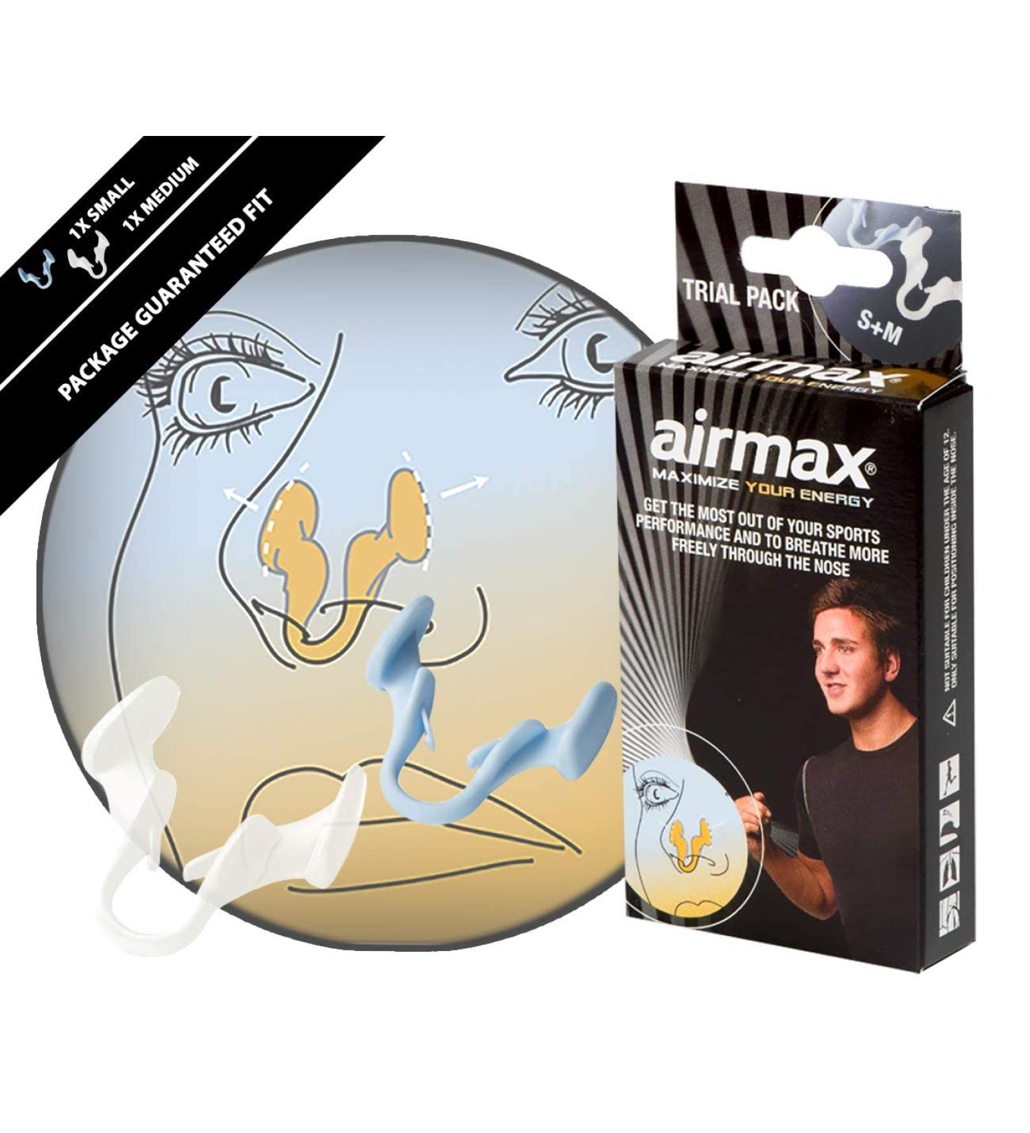 Airmax Sport Nasal Dilators Trial Pack - Improve Airflow - Blue Transparent - Small & Medium Sizes - Buy Online on GoSupps.com