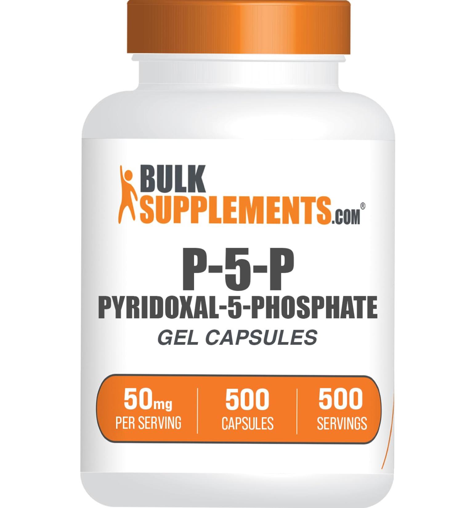 BulkSupplements.com Pyridoxal 5 Phosphate Capsules - P5P Supplement Vitamin B6 Supplement - Essential & Gluten Free 1 Capsule per Serving 50mg Serving 500 Count (Pack of 1) - Buy Online on GoSupps.com