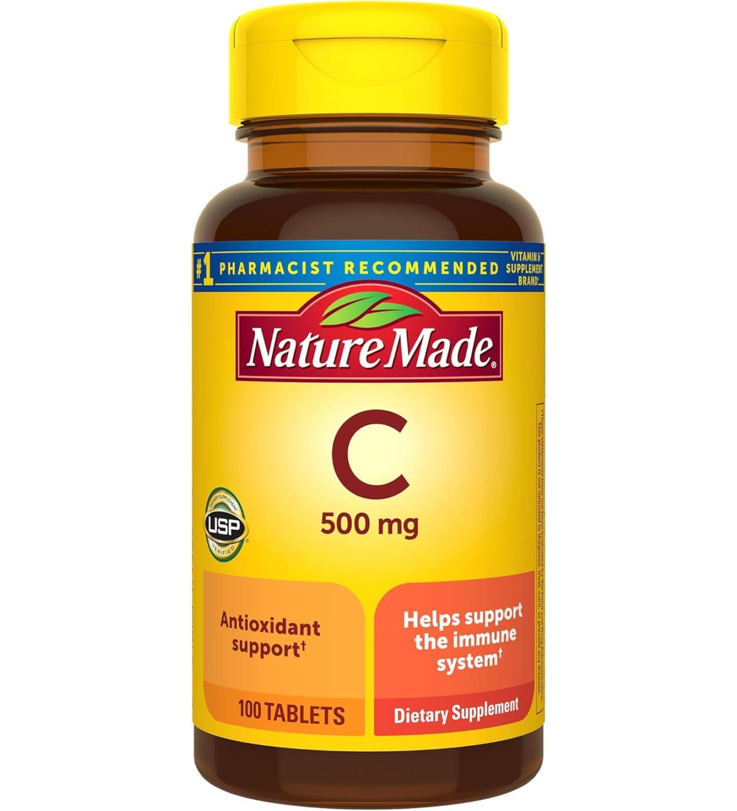 Nature Made Vitamin C 500 mg Caplets 100 Count to Help Support The Immune System (Pack of 3) - Buy Online on GoSupps.com