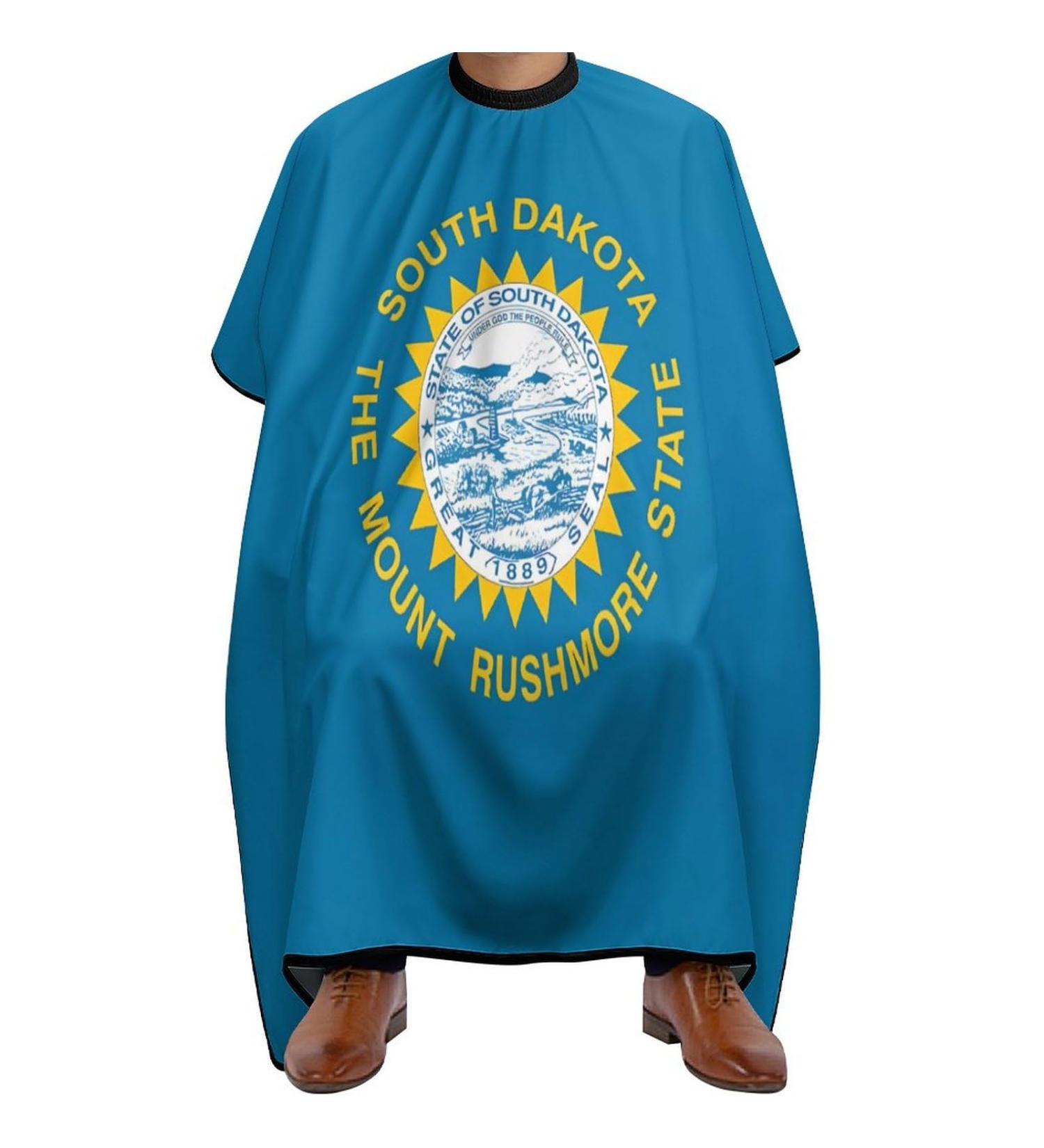 South Dakota State Flag Barber Cape | Professional Salon Hair Cutting Apron with Snap Closure - Shop Internationally - Buy Online on GoSupps.com