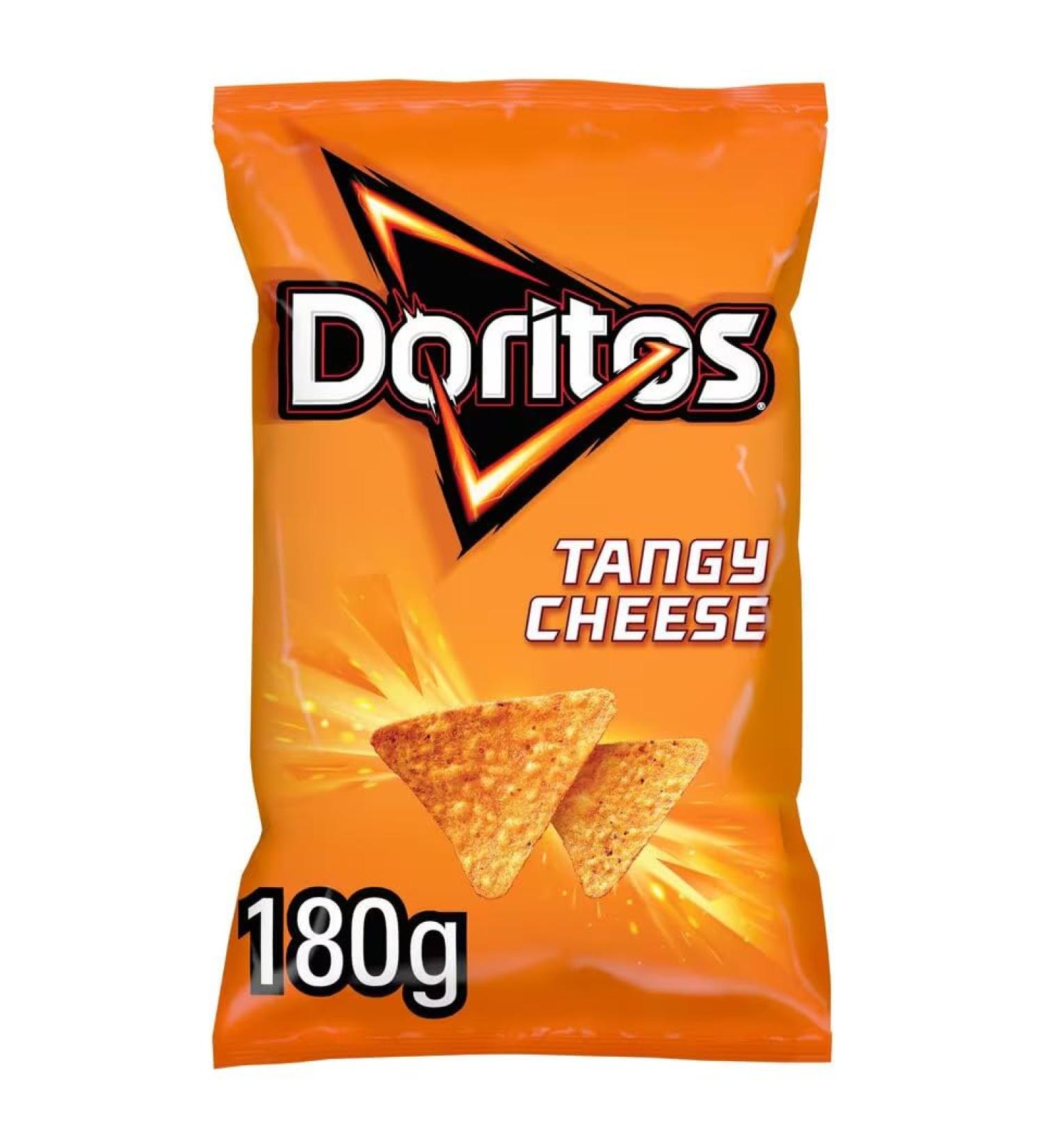 Doritos Tortilla Chips Tangy Cheese Sharing Bag Crisps 180g | Suitable for vegetarians | Seriously cheesy flavoured snacks for sharing with friends | Premium product - Buy Online on GoSupps.com