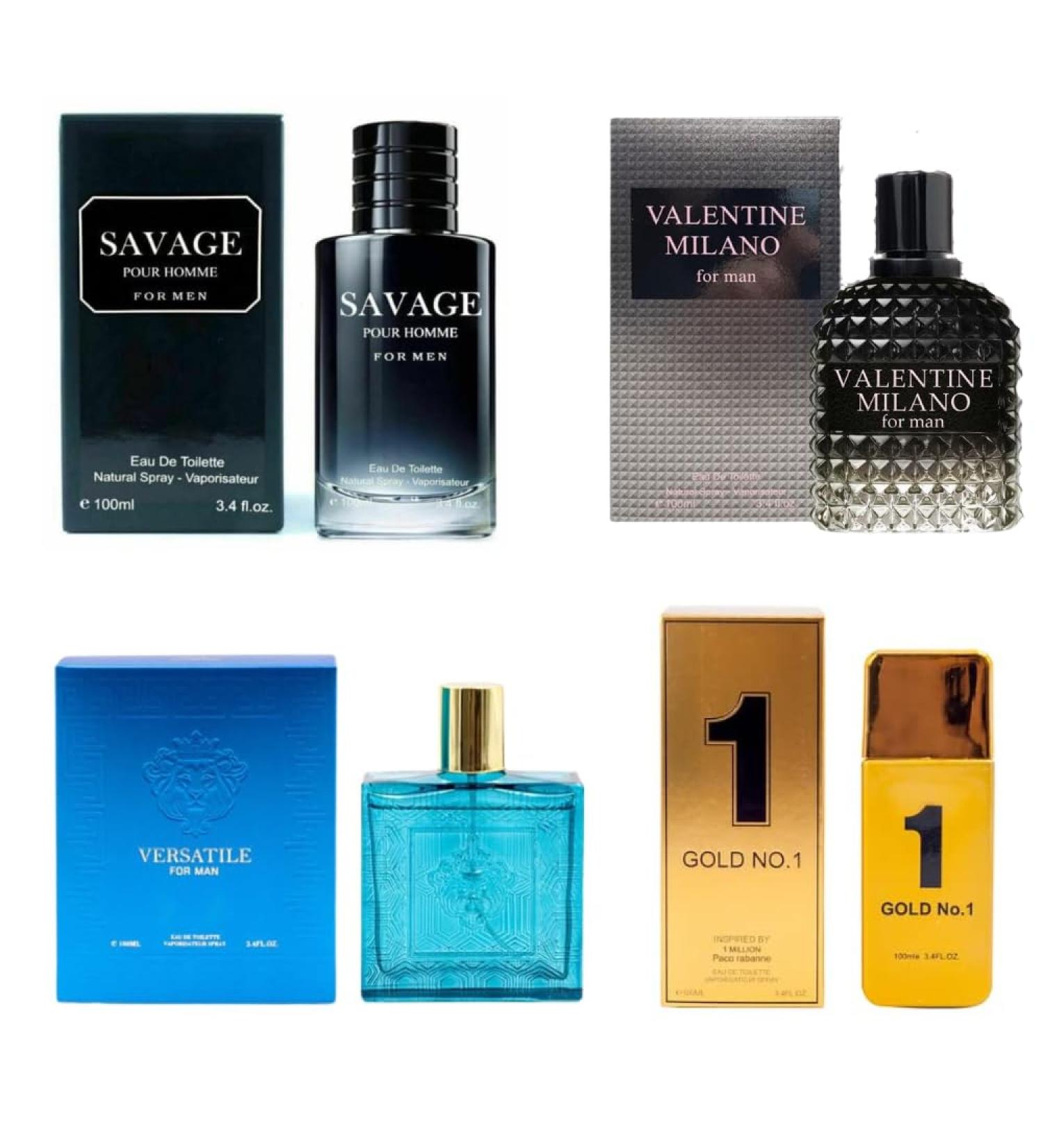 Signature Scent 4-Piece Fragrance for Men Includes Savage/1 Billion/Versatile/Valentine Milano of Woody Spicy Citrus & Aromatic Fragrance Each One in 100ml Bottle - Buy Online on GoSupps.com