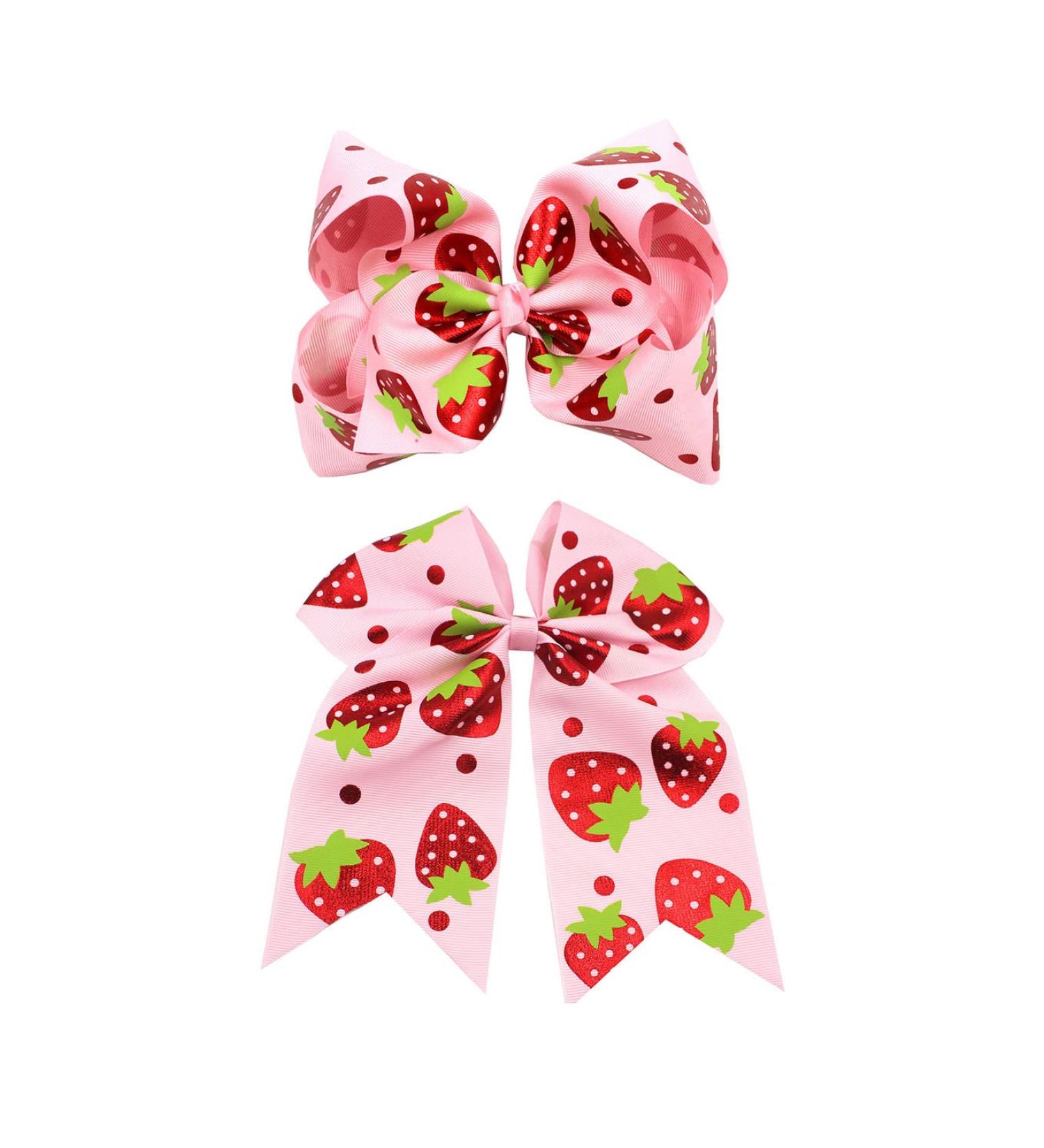 Strawberry Cheer Bow Ponytail Holder Jumbo Hair Tie Set BBG74 (2 Pcs) - Buy Online on GoSupps.com