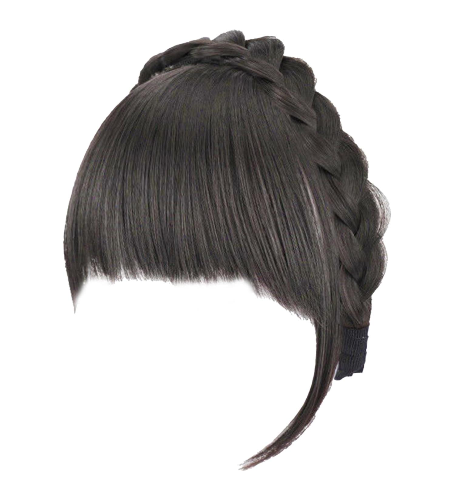 Headband with Bangs Fluffy Front Fake Bangs Synthetic Braided Headband Wig with Bangs Non slip Headband Hair Extensions for Women Girls Brown Black Headband with Bangs - Buy Online on GoSupps.com