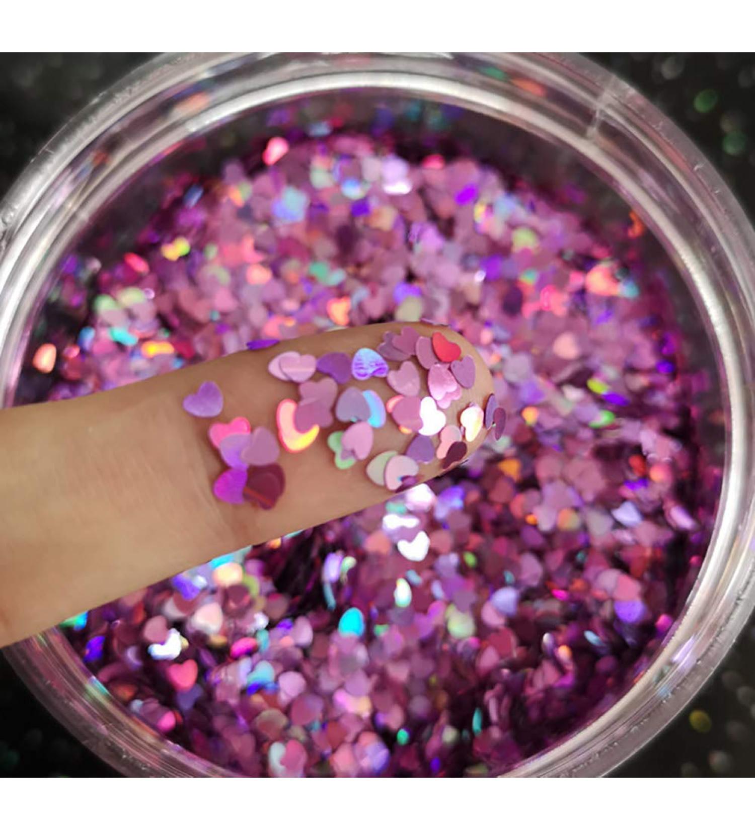 Heart Glitter Confetti 2mm Heart-Shaped Confetti Laser Sequins for Party Decoration  DIY Crafts  Premium Nail Art  Body Art Eye Bling - 10g Holographic Purple