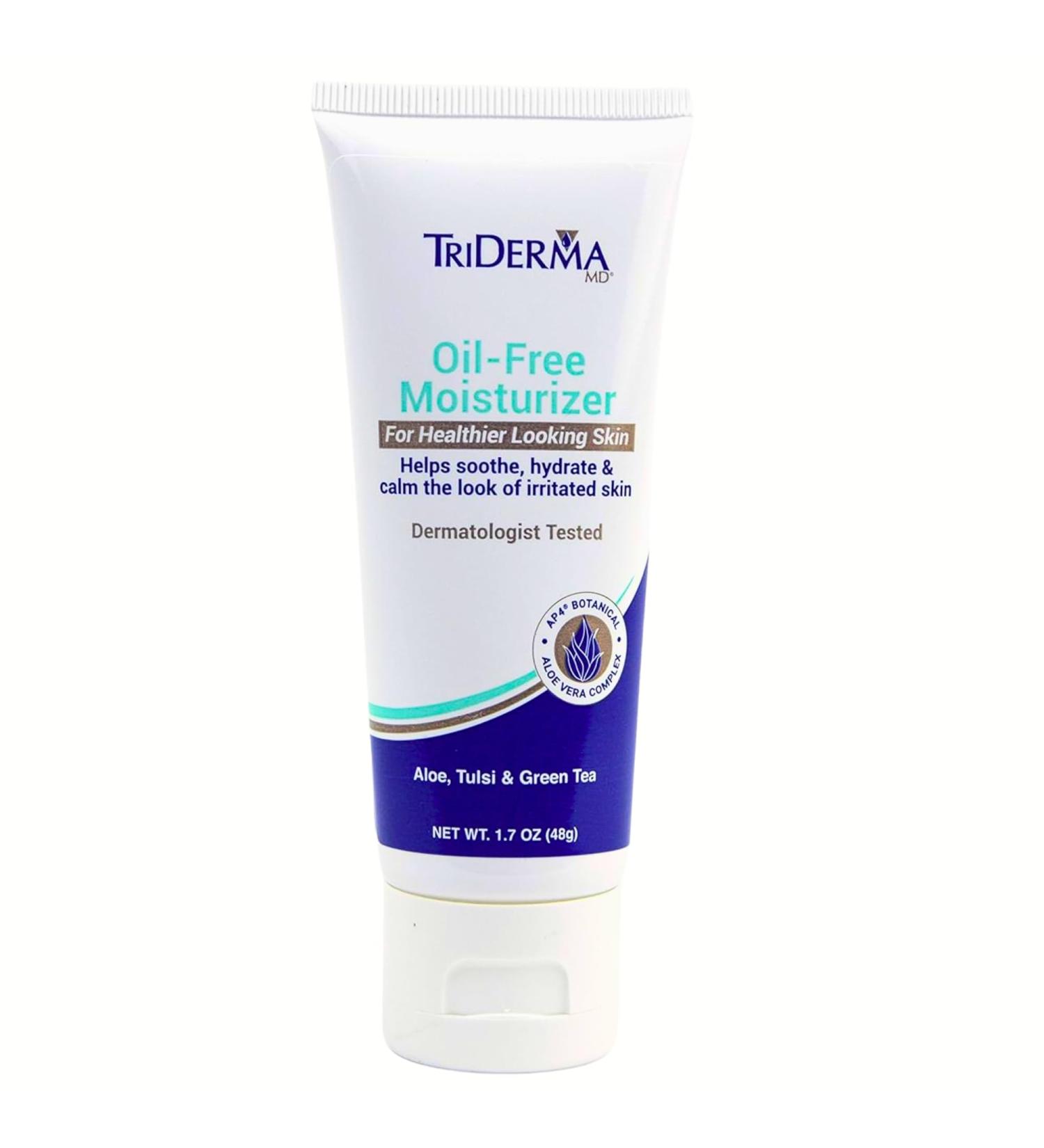 TriDerma Oil-Free Daily Facial Moisturizer | Non-Greasy Aloe Vera Gel with Antioxidants | Fragrance-Free Face Lotion for All Skin Types - 1.7 oz - Buy Online on GoSupps.com