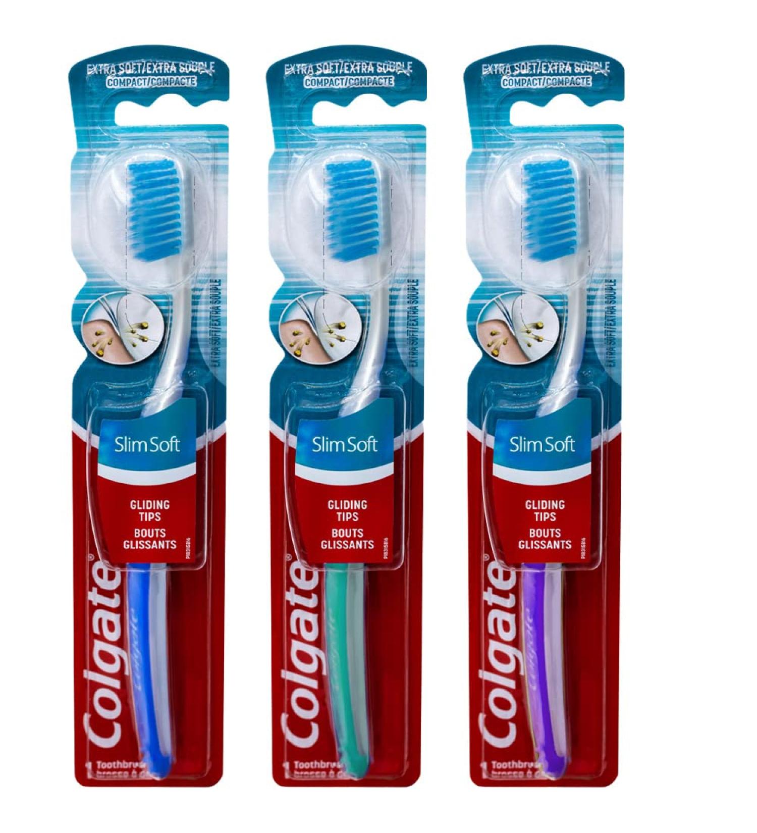 Colgate Slim Soft Ultra Compact Toothbrush Extra Soft - Pack of 3 | Colors Vary - Buy Online on GoSupps.com