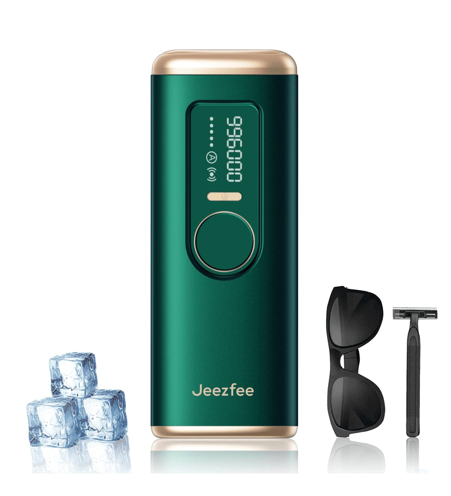 Jeezfee IPL Hair Removal Device - Permanent 999600 Flashes, Painless At-Home Hair Removal for Women and Men - Facial, Bikini, Legs, Arms, Lips, Whole Body - Molan Green - Buy Online on GoSupps.com