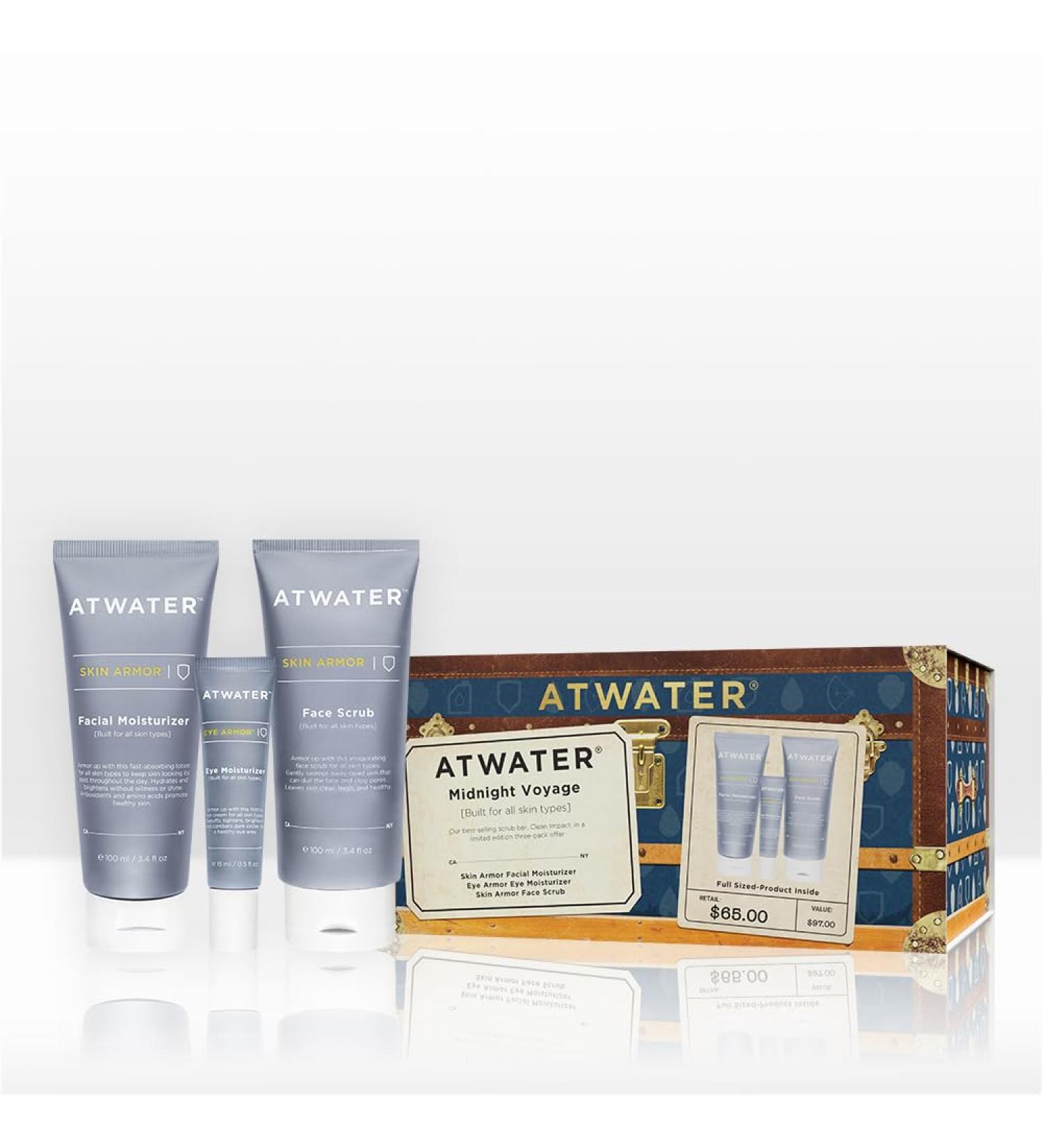 ATWATER Midnight Voyage Gift Set 3-Piece Men s Skincare Kit with Face Scrub Eye Cream & Facial Moisturizer Clean Skincare Set for Travel & Daily Hydration - Buy Online on GoSupps.com