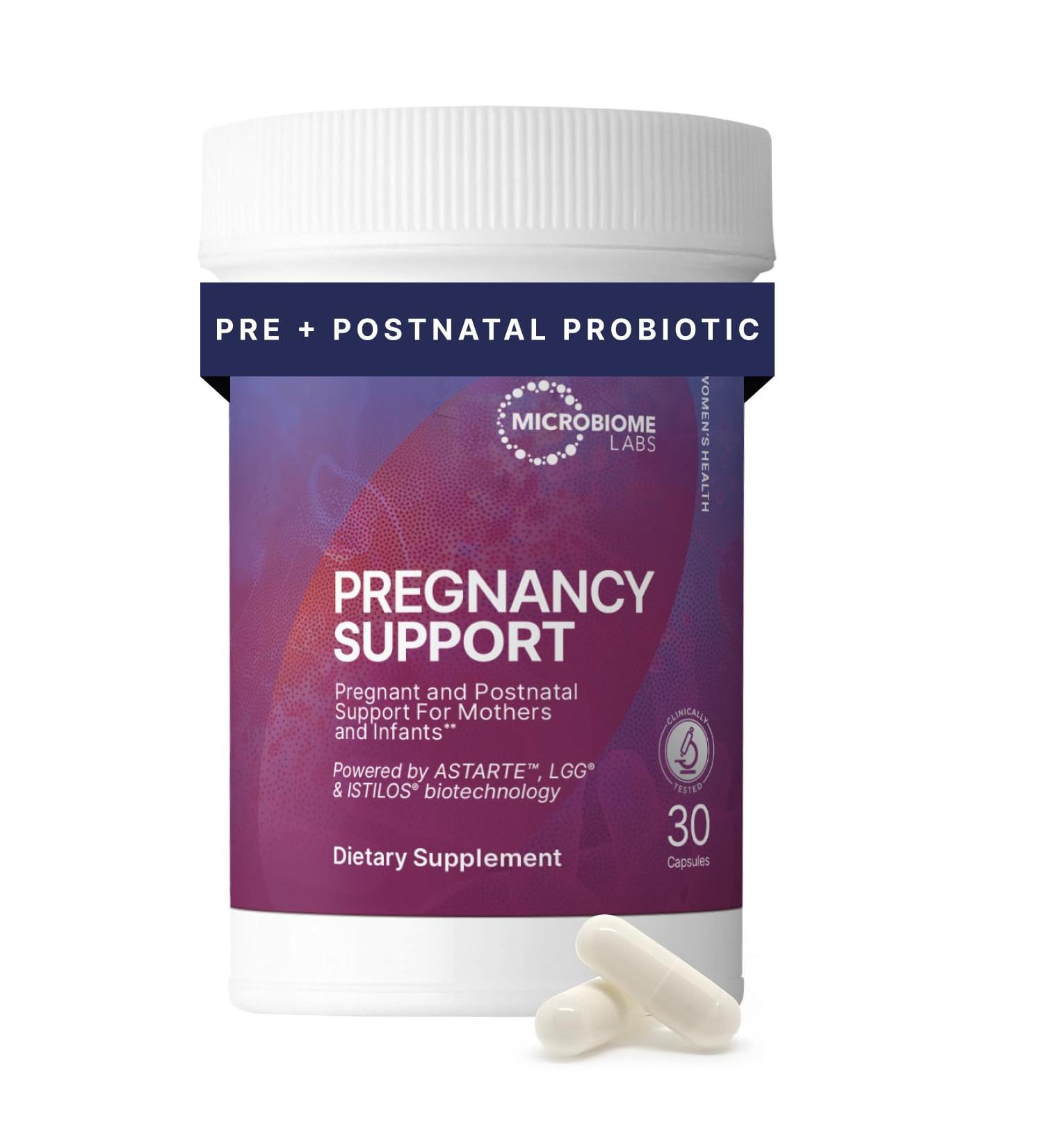 Microbiome Labs Pregnancy Support - Prenatal & Postpartum Probiotics for Women - Probiotic Supplements to Support Gut Health & A Balanced Vaginal Microbiome Through Breastfeeding (30 Capsules) - Buy Online on GoSupps.com