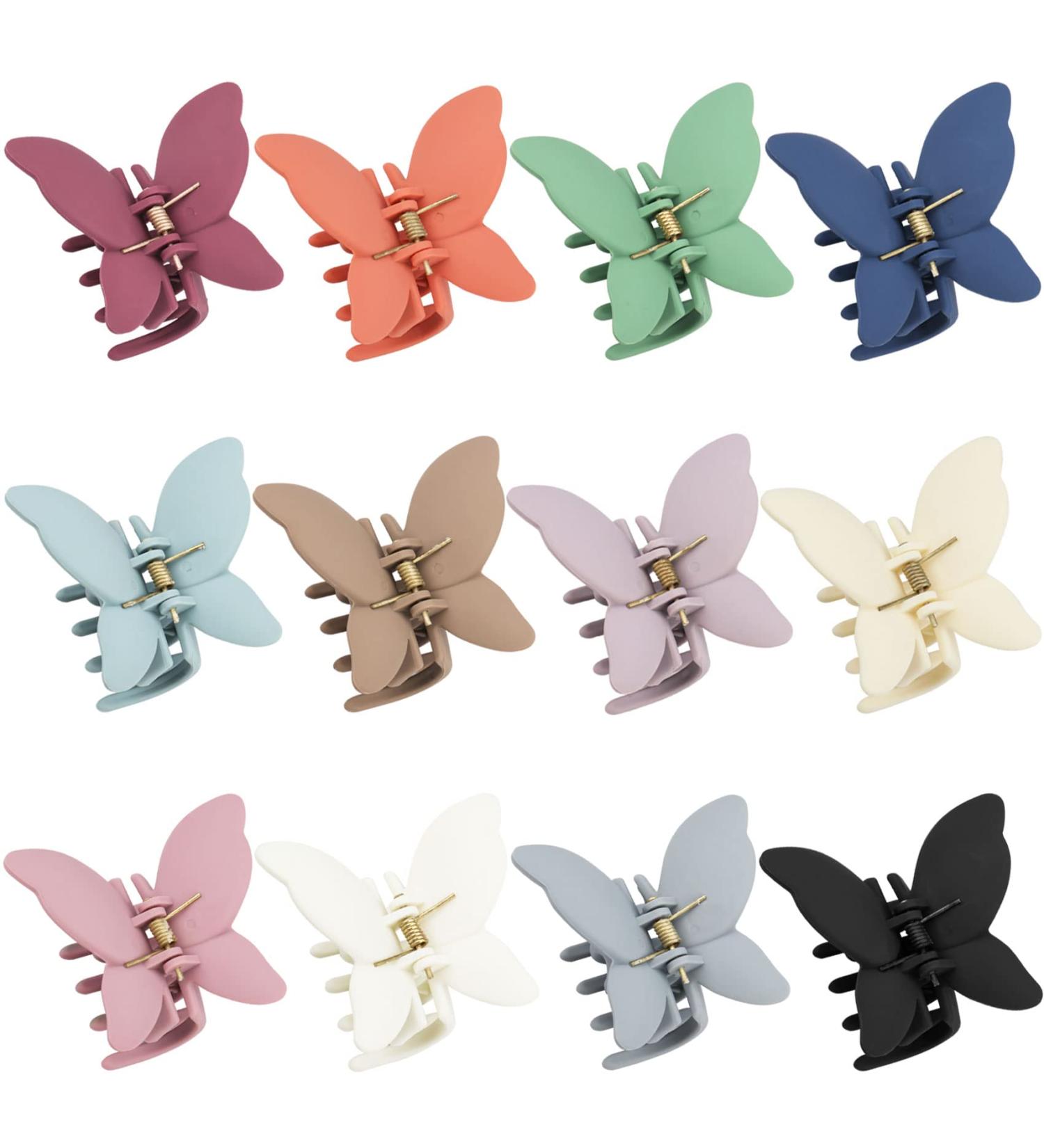 12 Pcs Butterfly Claw Clips - Non Slip Matte Jaw Clips - Strong Hold Hair Clamps for Women & Girls - 12 Colors - Buy Online on GoSupps.com